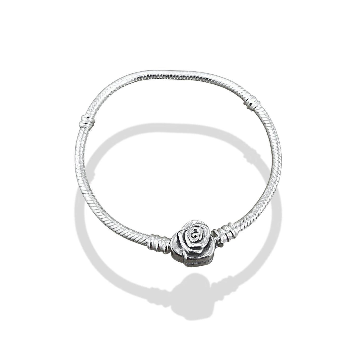 TMPPD002-19 Pulsera Dama Pand Broche Rose 19 cm en Plata Fina .925