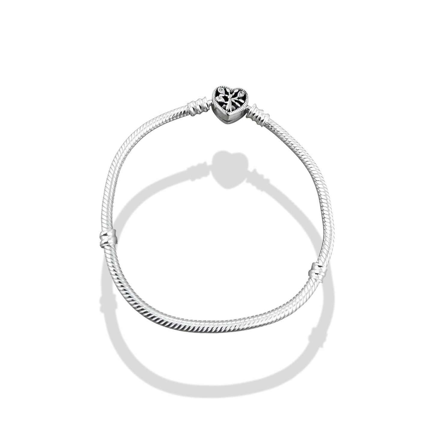 TMPPD005-18 Pulsera Dama Pand Corazón Floral 18 cm en Plata Fina .925
