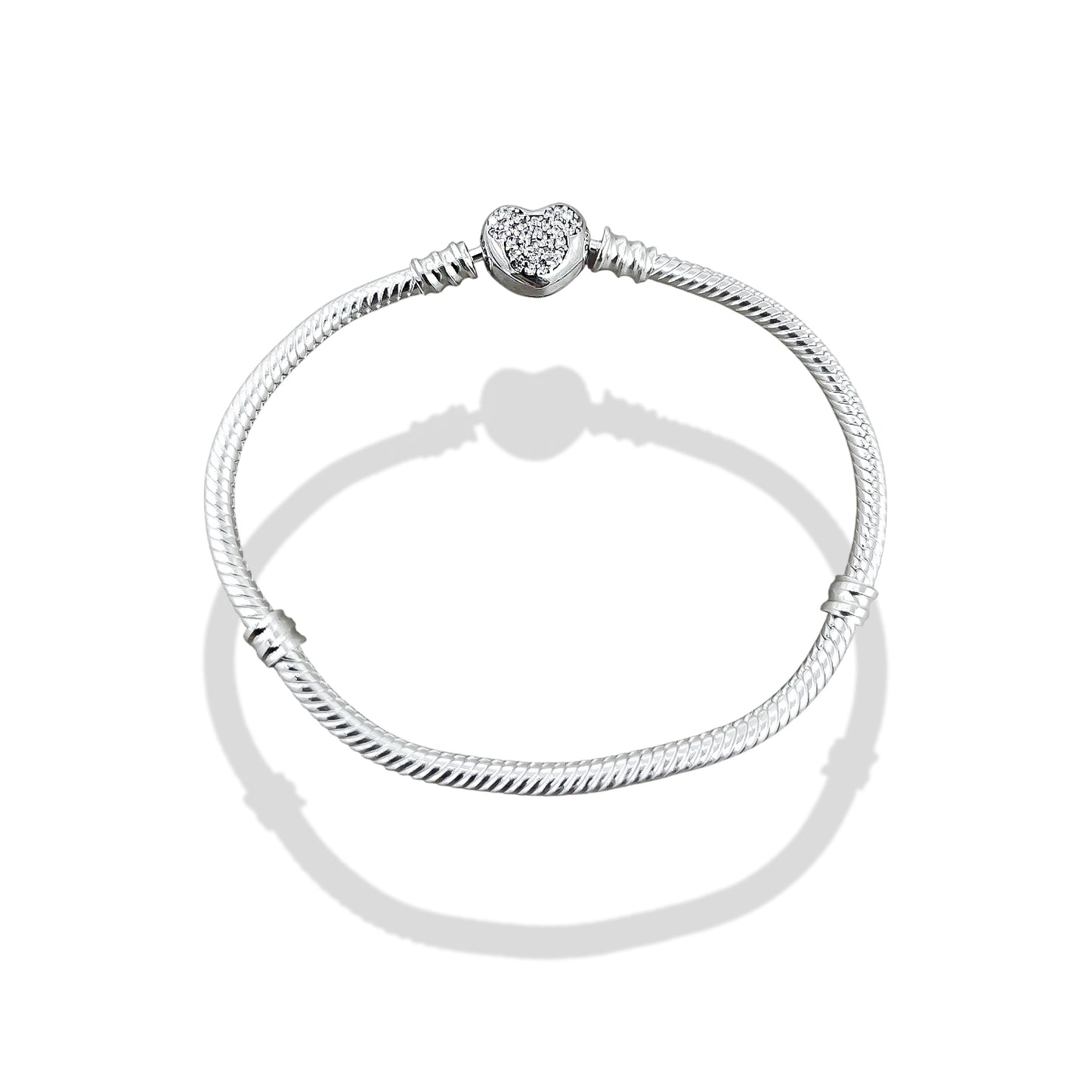 TMPPD006-17 Pulsera Dama Pand Corazón Mickey con Zirconias 17 cm en Plata Fina .925