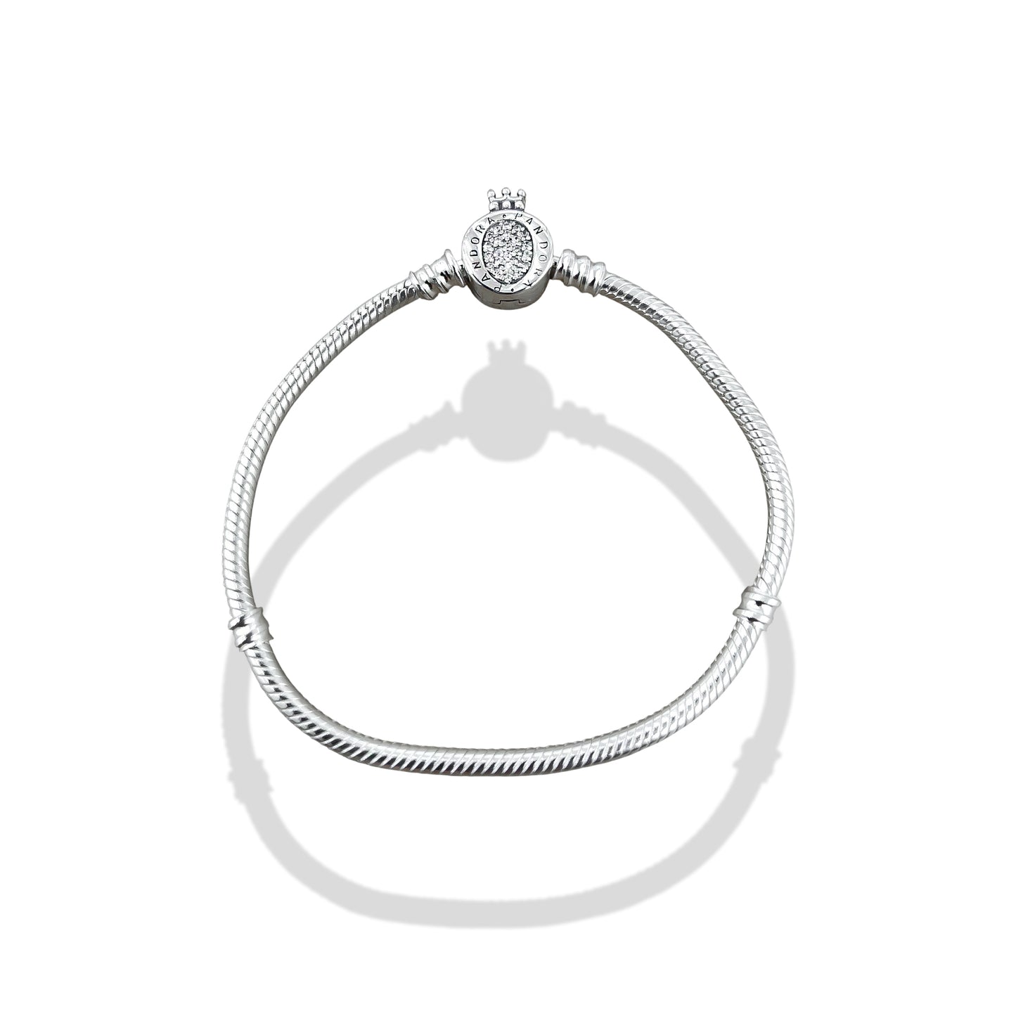TMPPD012-18 Pulsera Dama Pand Óvalo Centro Zirconias Corona 18 cm en Plata Fina .925
