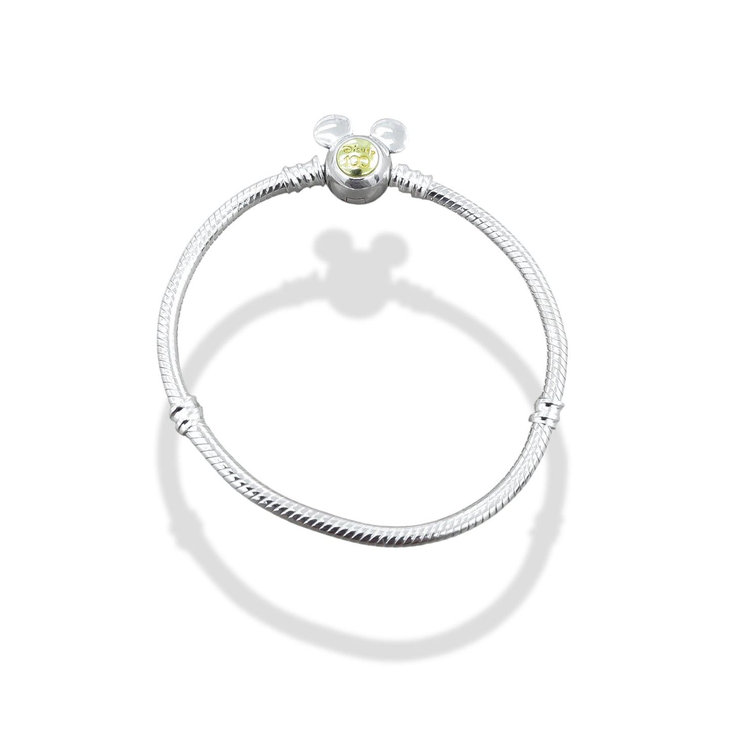 TMPPD020-18 Pulsera Dama Pand Mickey Centro Dorado 18 cm en Plata Fina .925