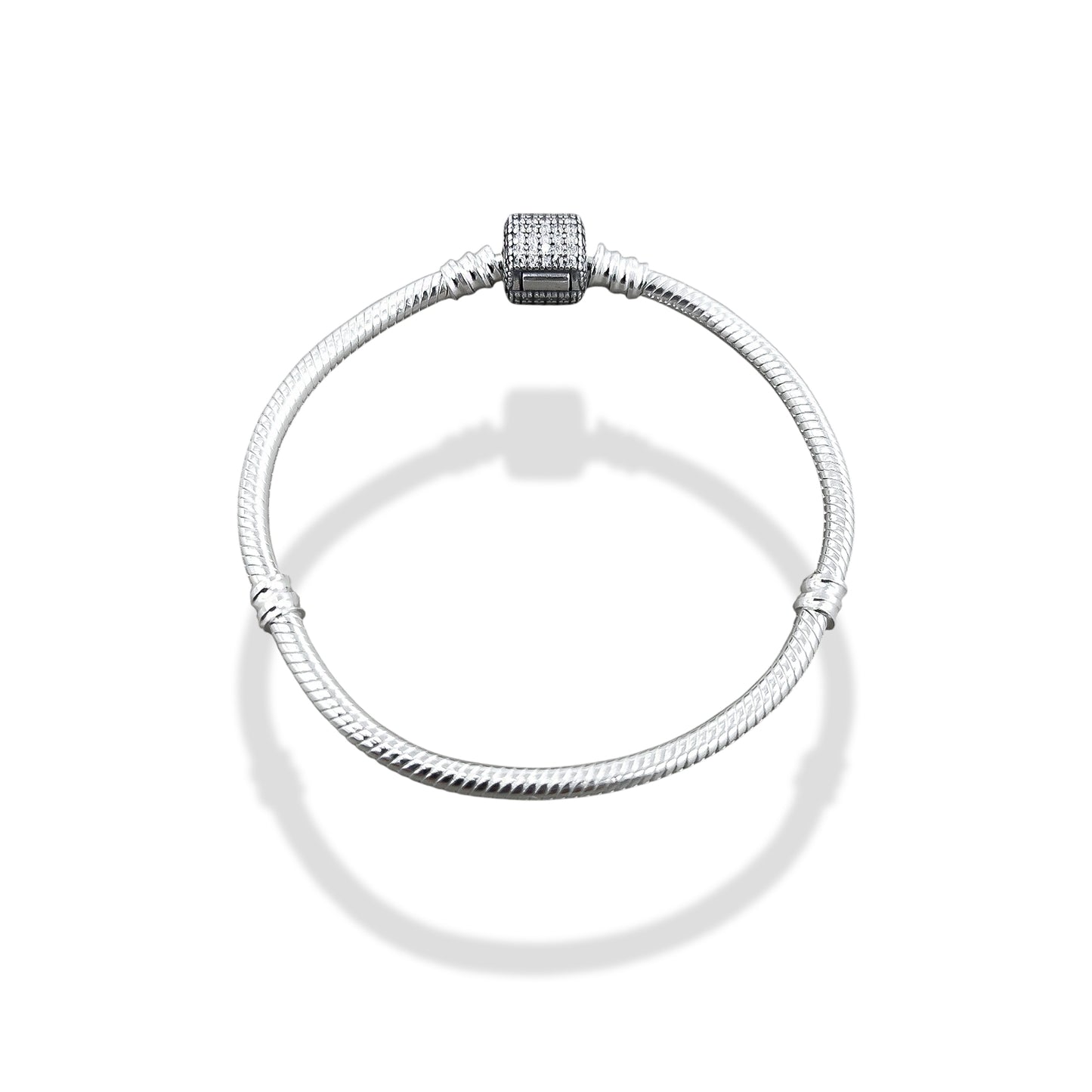 TMPPD026-19 Pulsera Dama Pand Cilindro Zirconias Pavé 19 cm en Plata Fina .925
