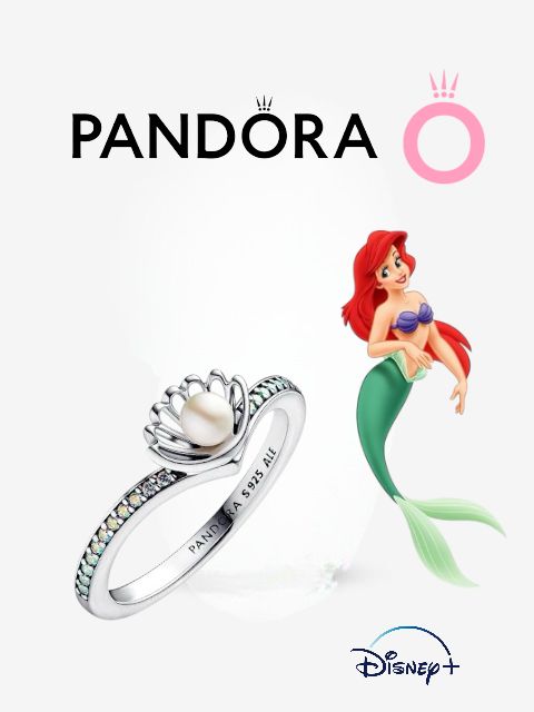TMPAD004 Anillo Pand Princesas Sirenita en Plata Fina .925