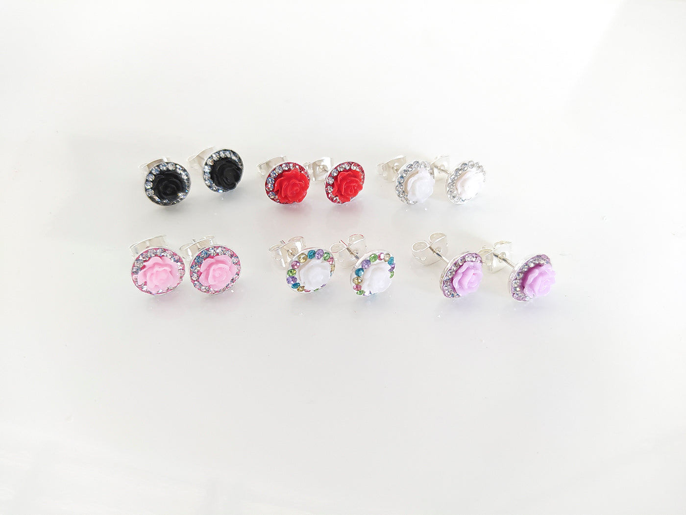LPAP002 Arete Broquel Plata .925 Florecitas Char 8 Dif/colores Taxco RosaMLM910022951