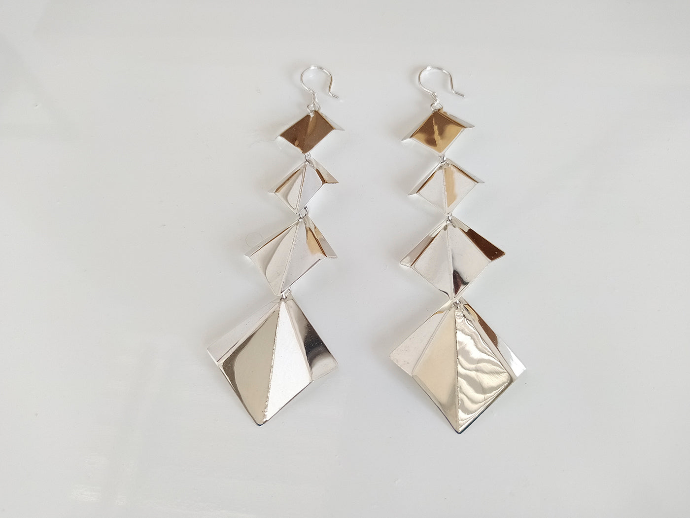 LPAA008 Aretes De Arillo Plata .925 Mod 4 Rombos Lisos Taxco MLM914723371