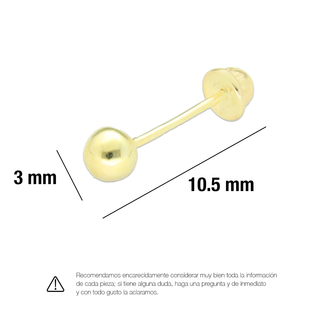 LPAUBR007 Aretes Broquel de Oro 10K Bebé o Mujer - Dormilona 00 151 1831904807