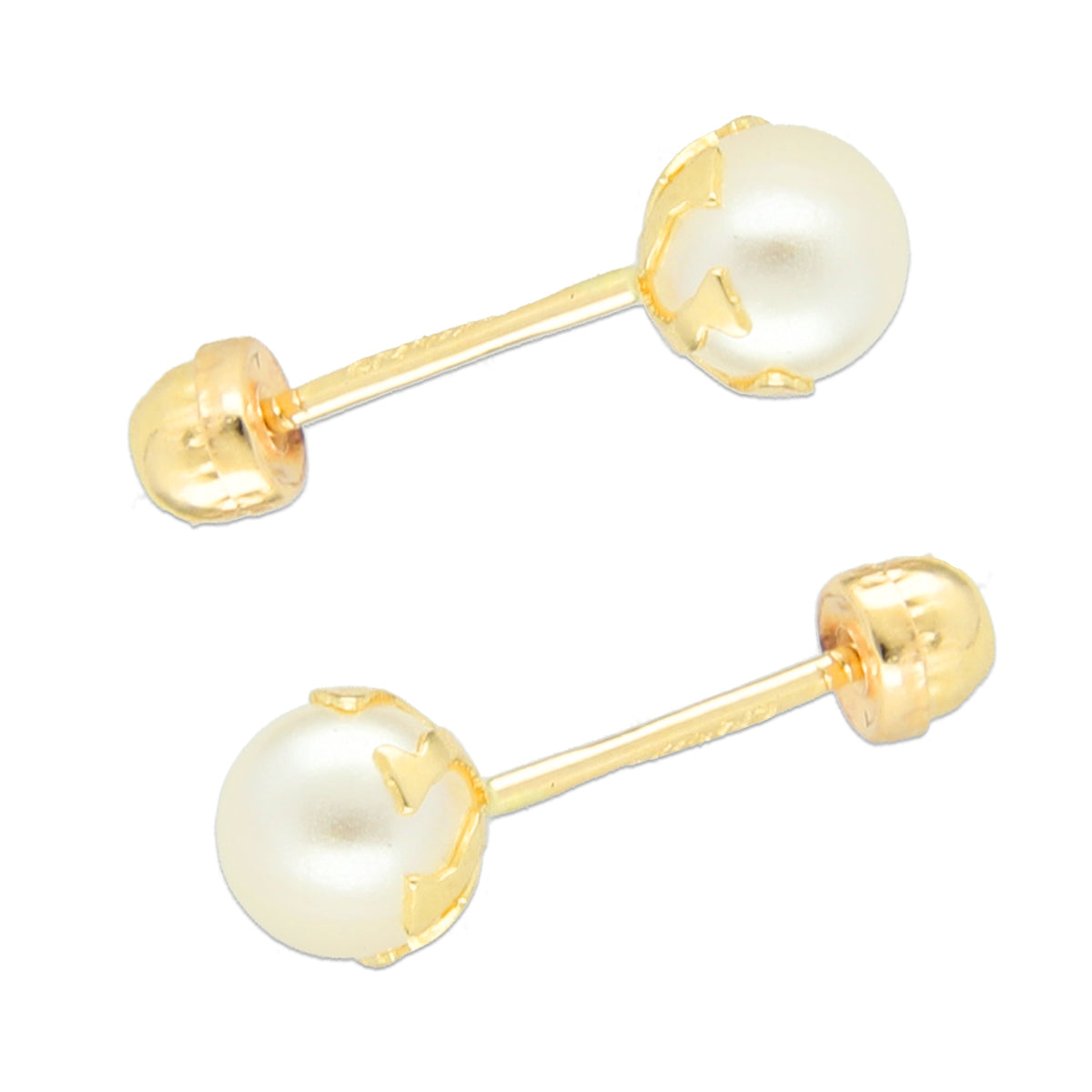 LPAUBR009 Aretes Broquel de Oro 10K Bebé o Mujer Perla Bflor 4142 1832037190