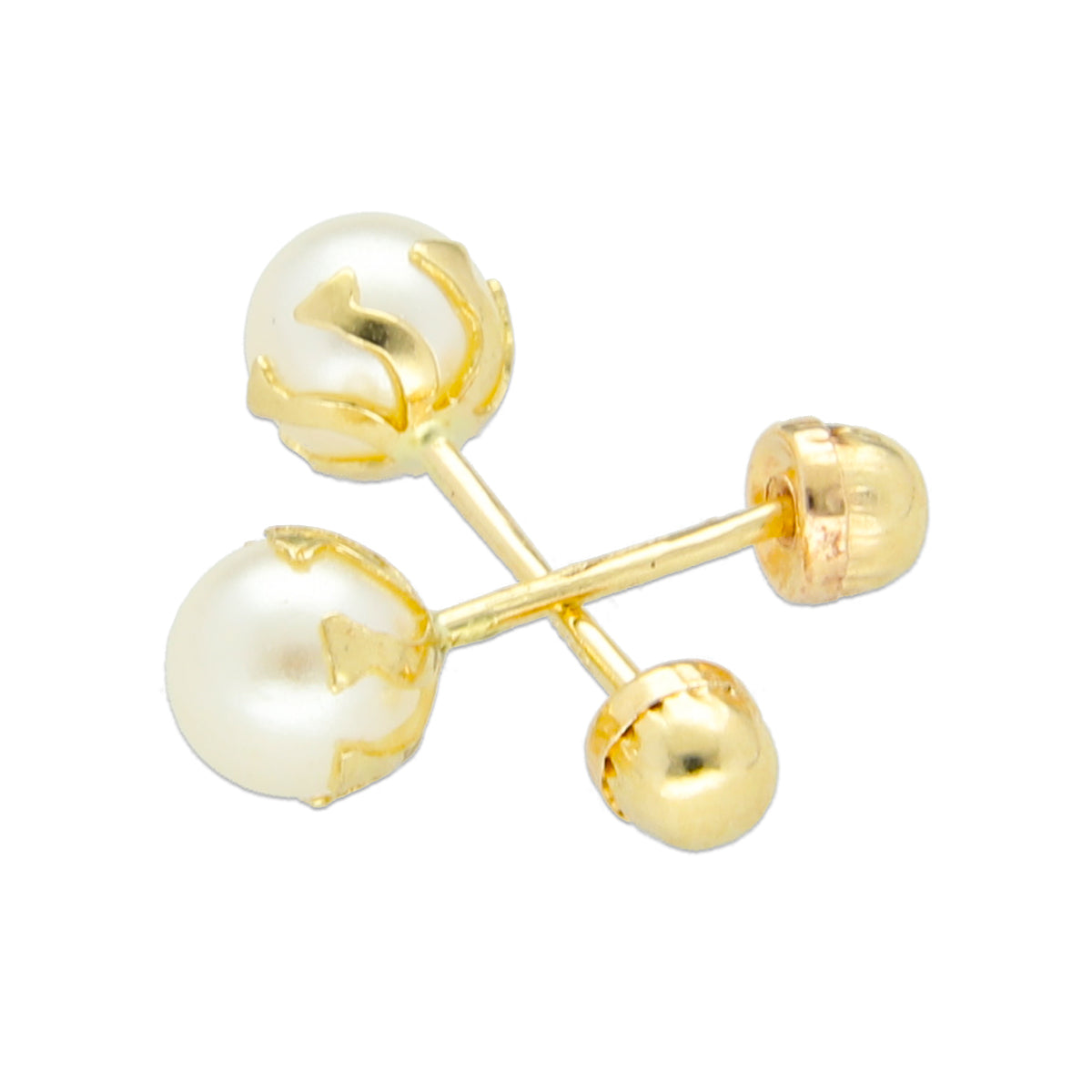 LPAUBR009 Aretes Broquel de Oro 10K Bebé o Mujer Perla Bflor 4142 1832037190