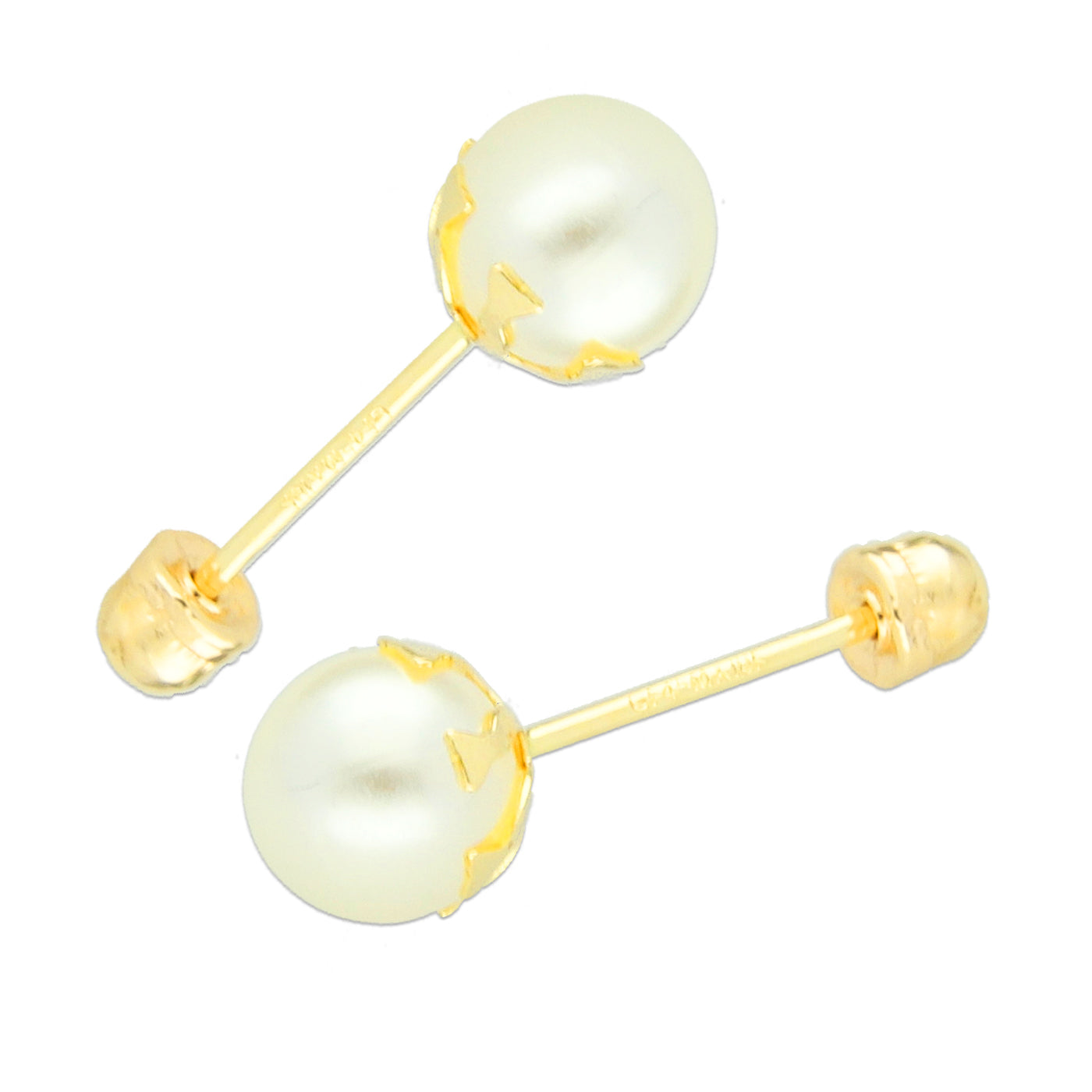 LPAUBR010 Aretes Broquel de Oro 10K Niña o Mujer Perla Bflor 5 143 1831957484
