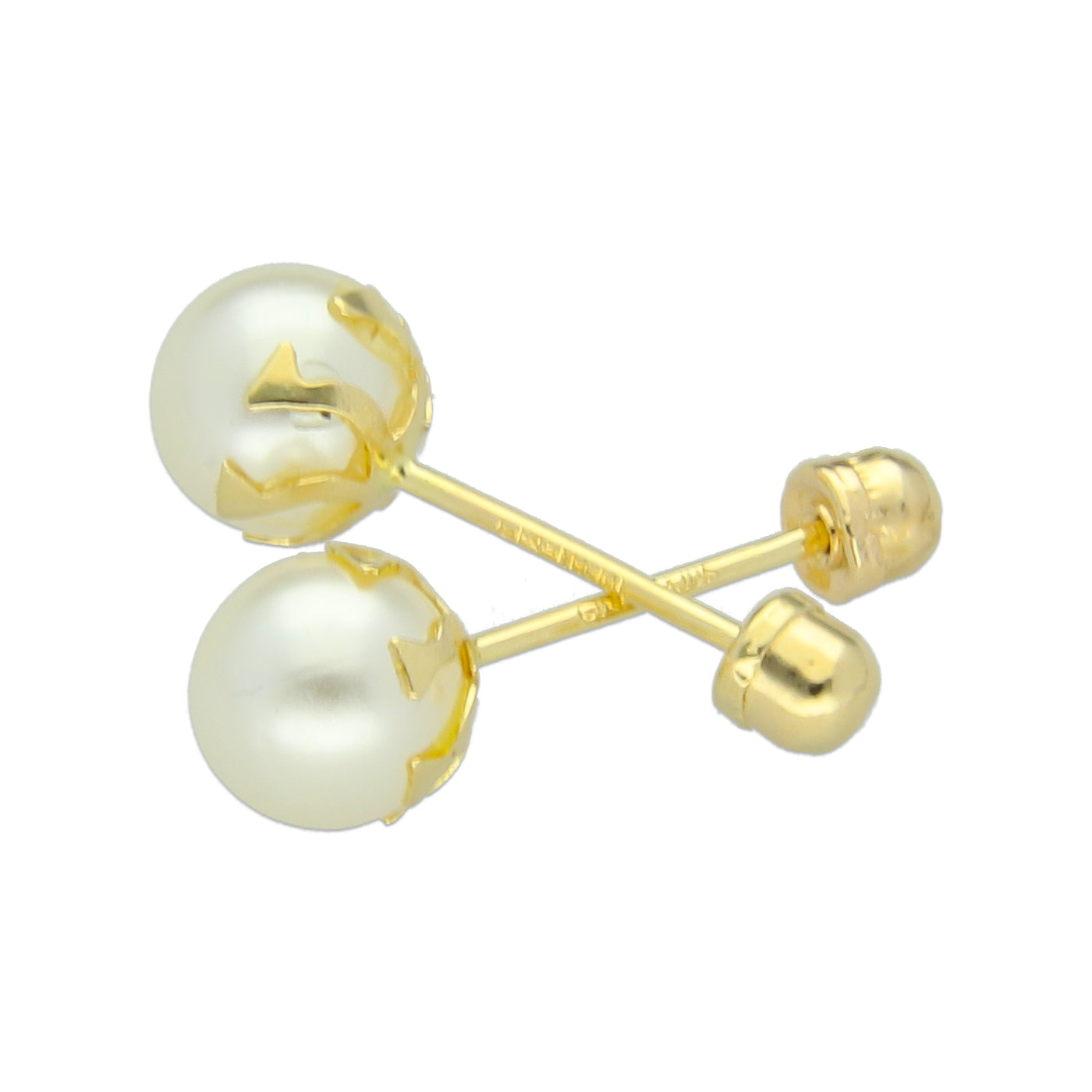 LPAUBR010 Aretes Broquel de Oro 10K Niña o Mujer Perla Bflor 5 143 1831957484