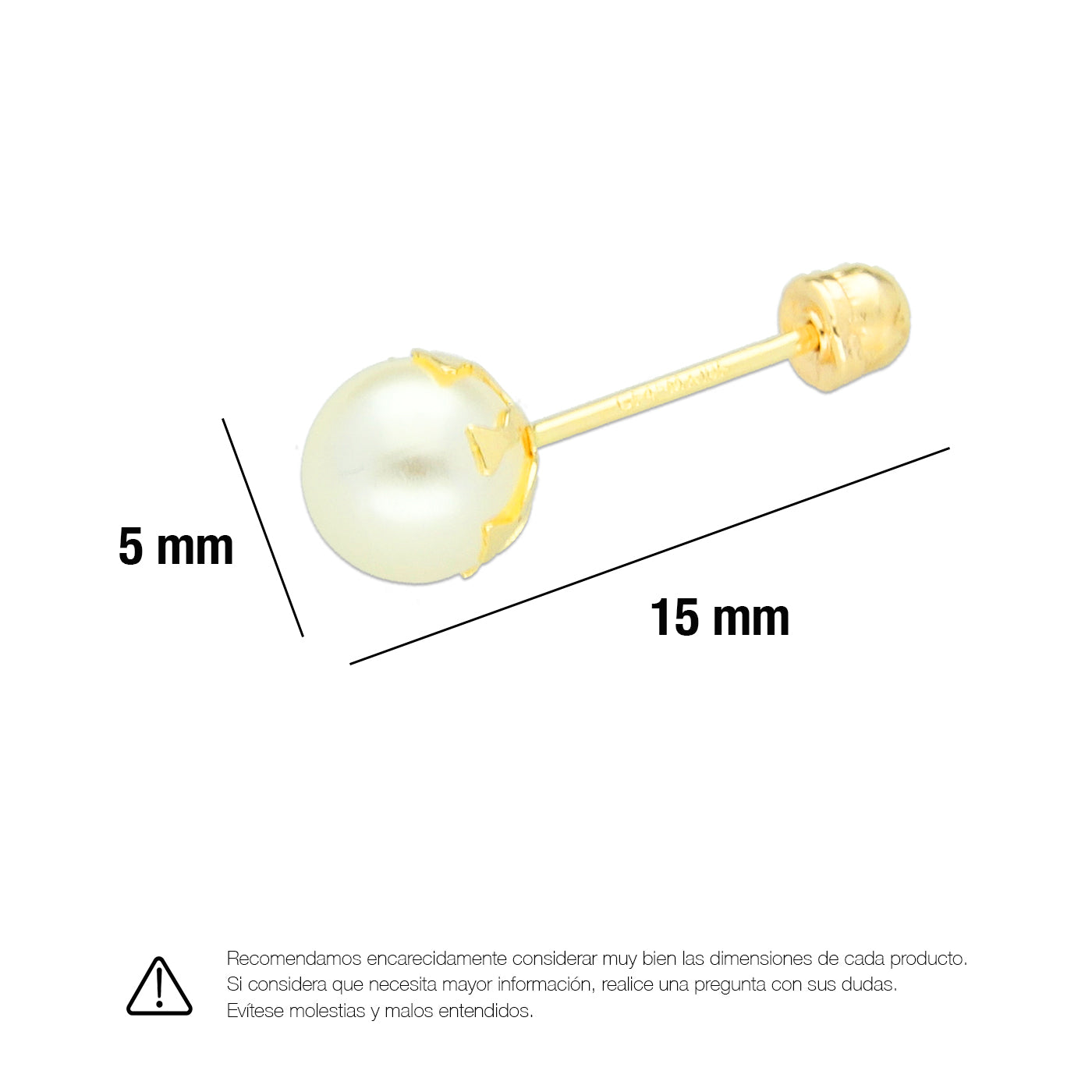 LPAUBR010 Aretes Broquel de Oro 10K Niña o Mujer Perla Bflor 5 143 1831957484