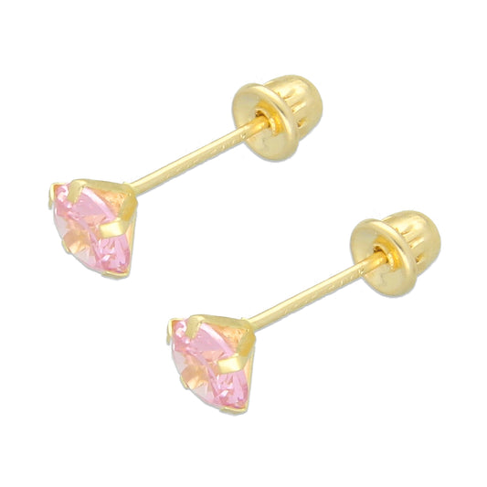 LPAUBR017 Aretes Broquel de Oro 10K Niñas o Mujer Zirc Kor 4mm 102r 1834391999
