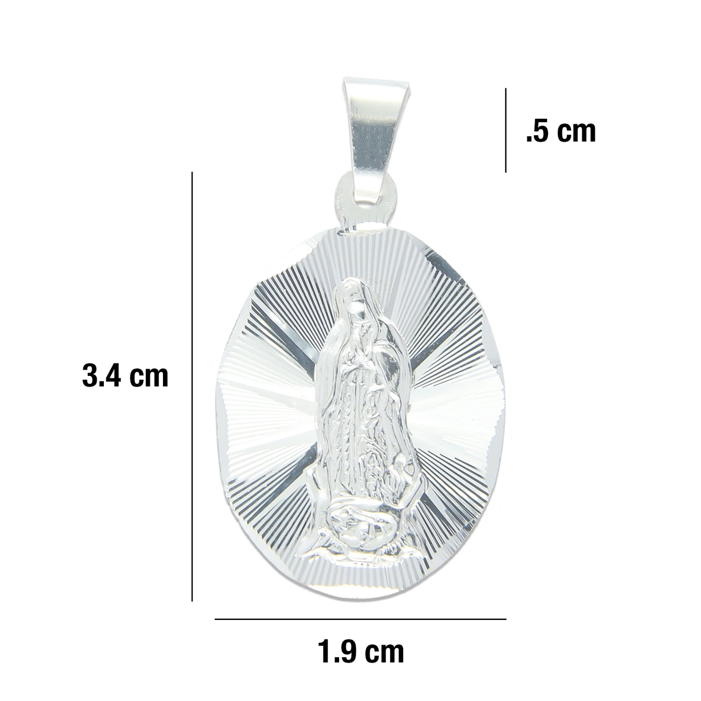 LPDJ049 Medalla Virgen Oval Bisel Diamantada En Plata .925 814869133