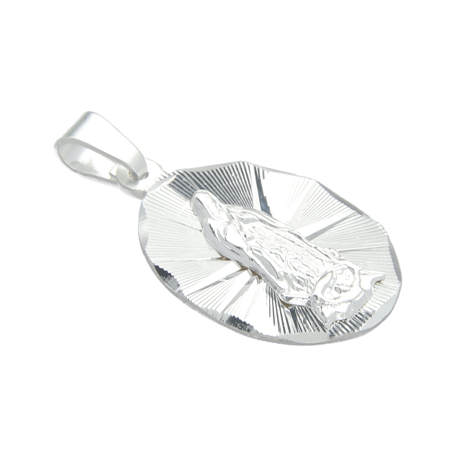 LPDJ049 Medalla Virgen Oval Bisel Diamantada En Plata .925 814869133