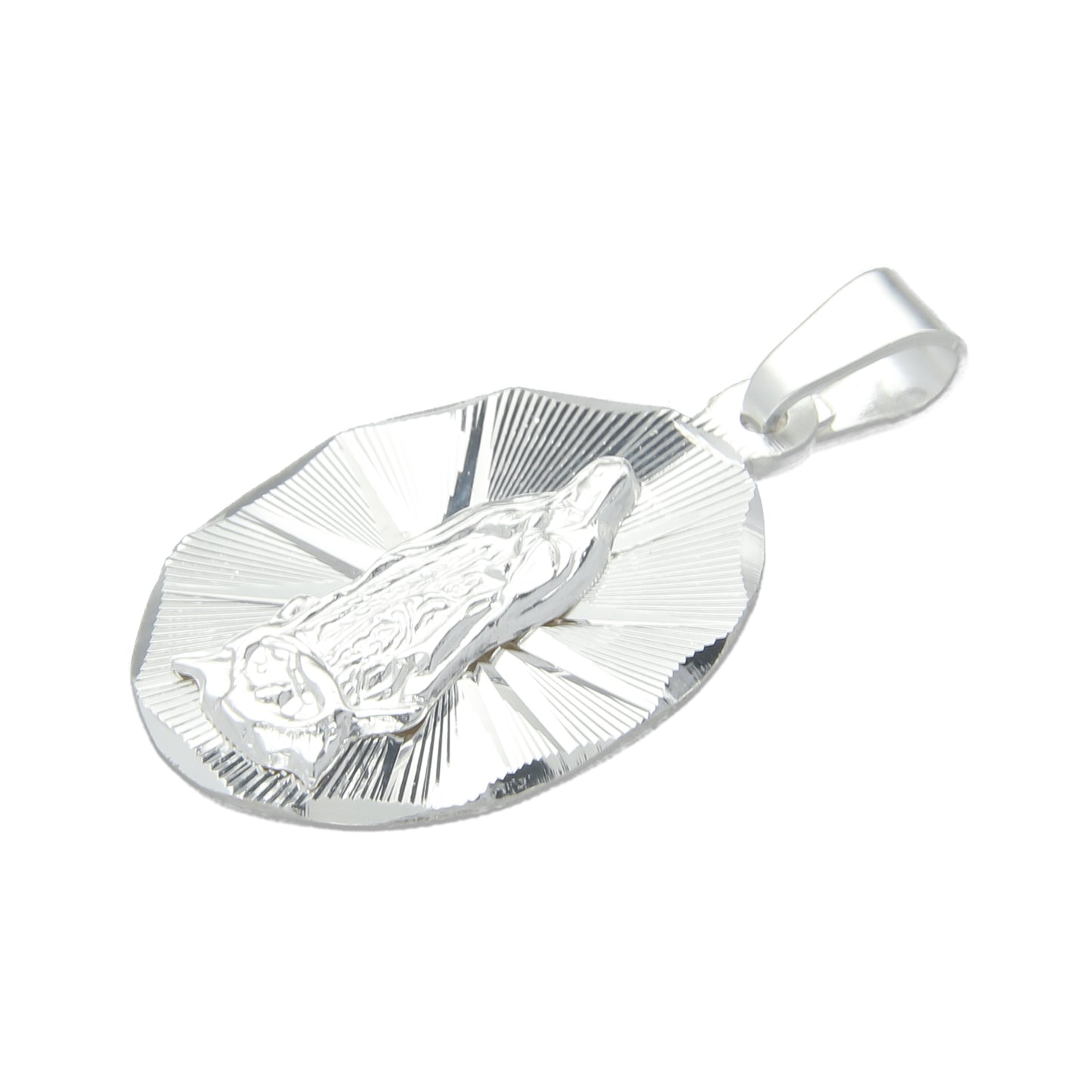 LPDJ049 Medalla Virgen Oval Bisel Diamantada En Plata .925 814869133