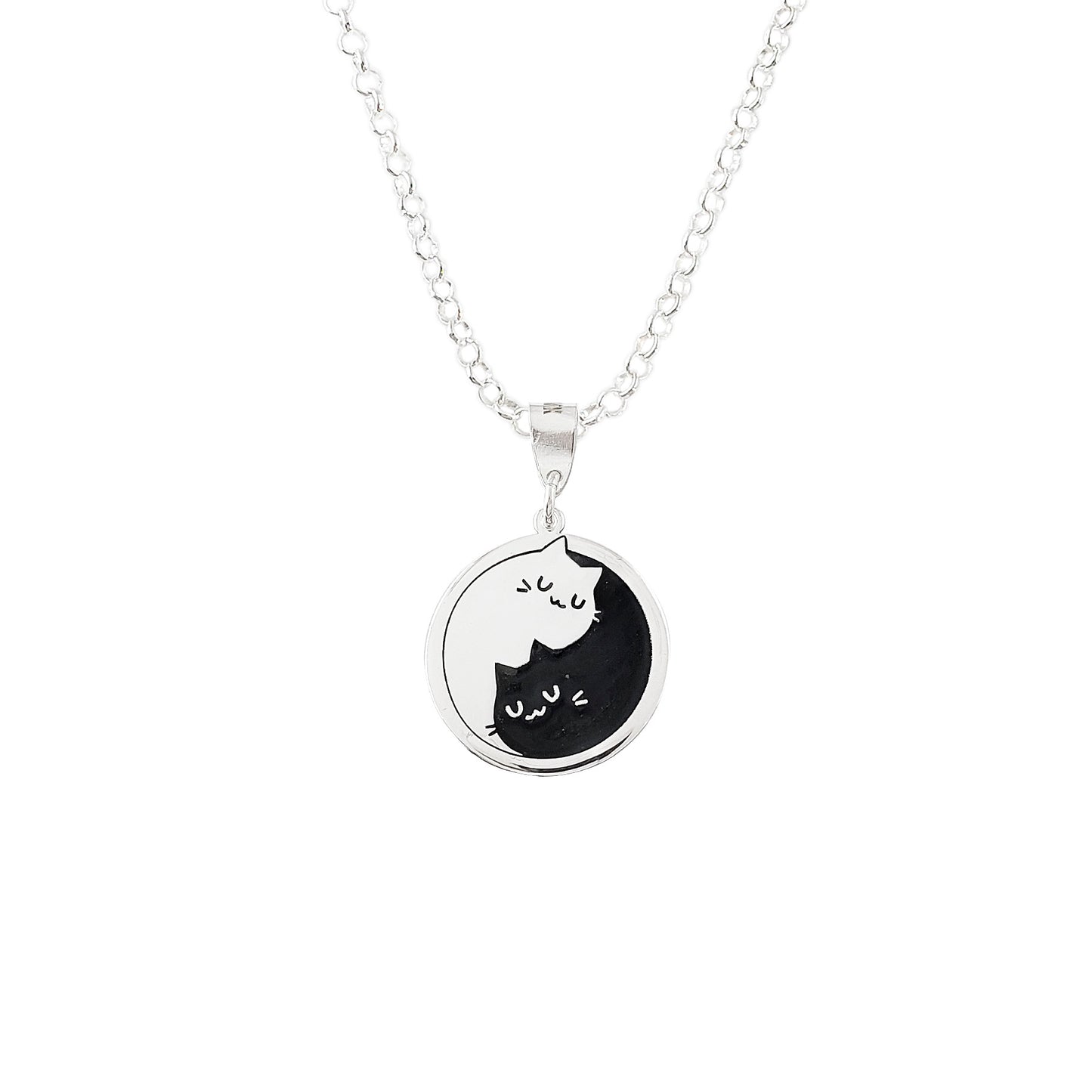 LPDP094 Dije Yin Yang Gatitos + Cadena 45 cm en Plata Ley. 925 1649532221