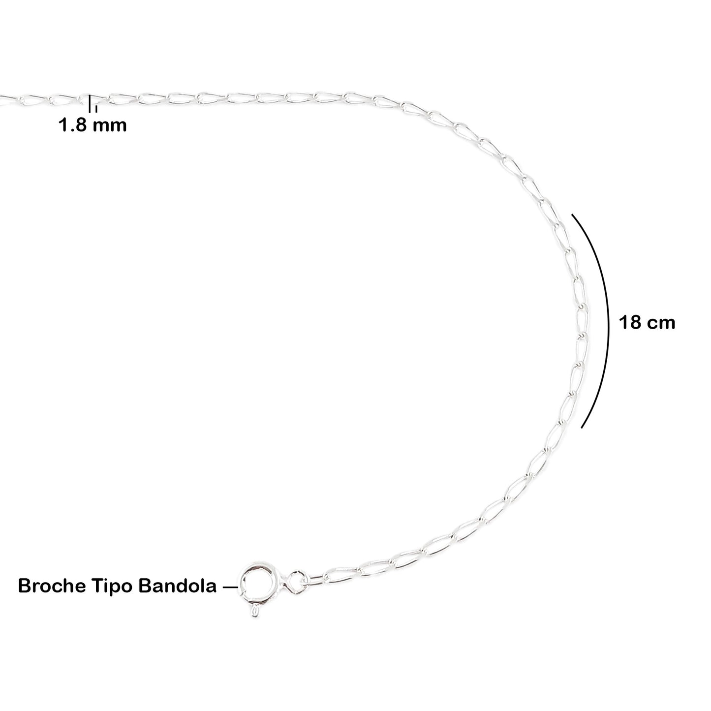 LPPD054 2 Pack Pulsera Figaro 0X1 de 1.8 mm x 18 cm en Plata Ley. 925 1533519368
