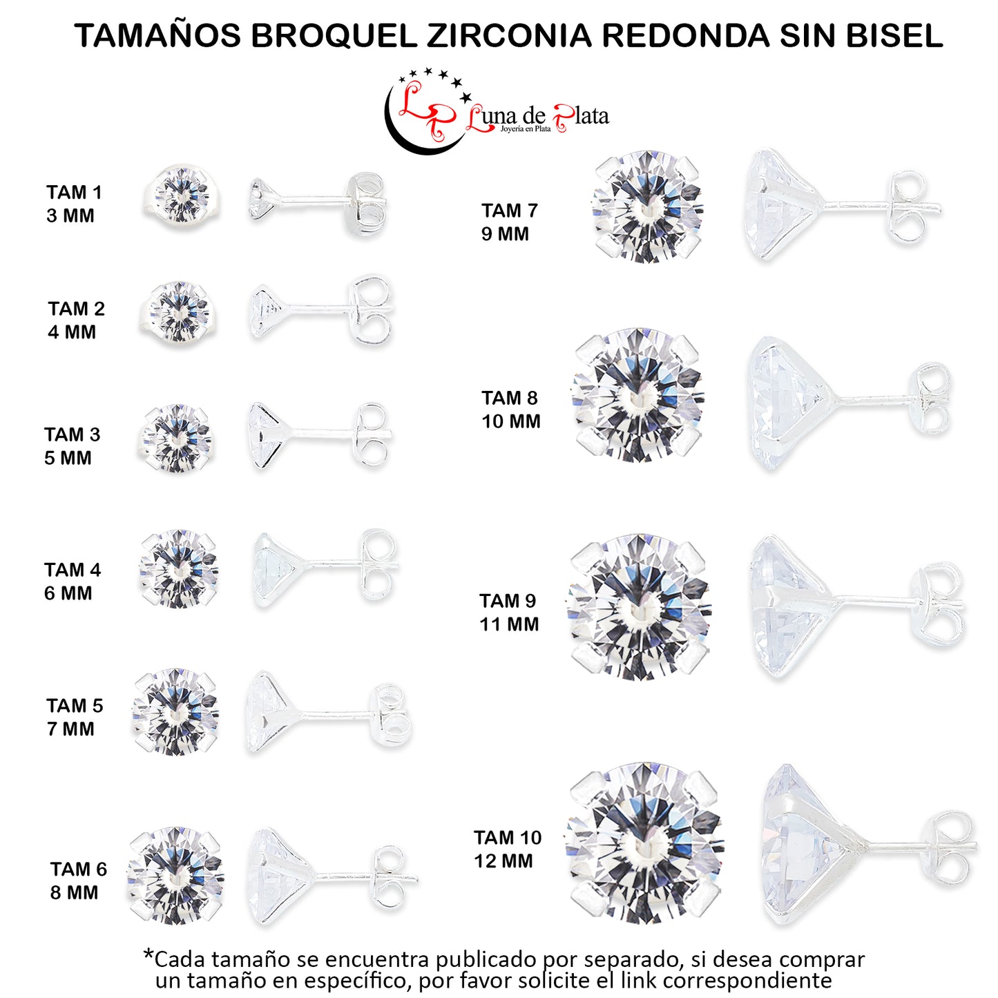LPAP033 Aretes Broquel Zirconia Red S B 4 mm Tam 2 Plata .925 Taxco 1440133191