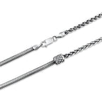 TMPCU010 Cadena Duo Cola de Rata y Espiga con Cilindro 3.2 mm x 55 cm en Plata Fina .925