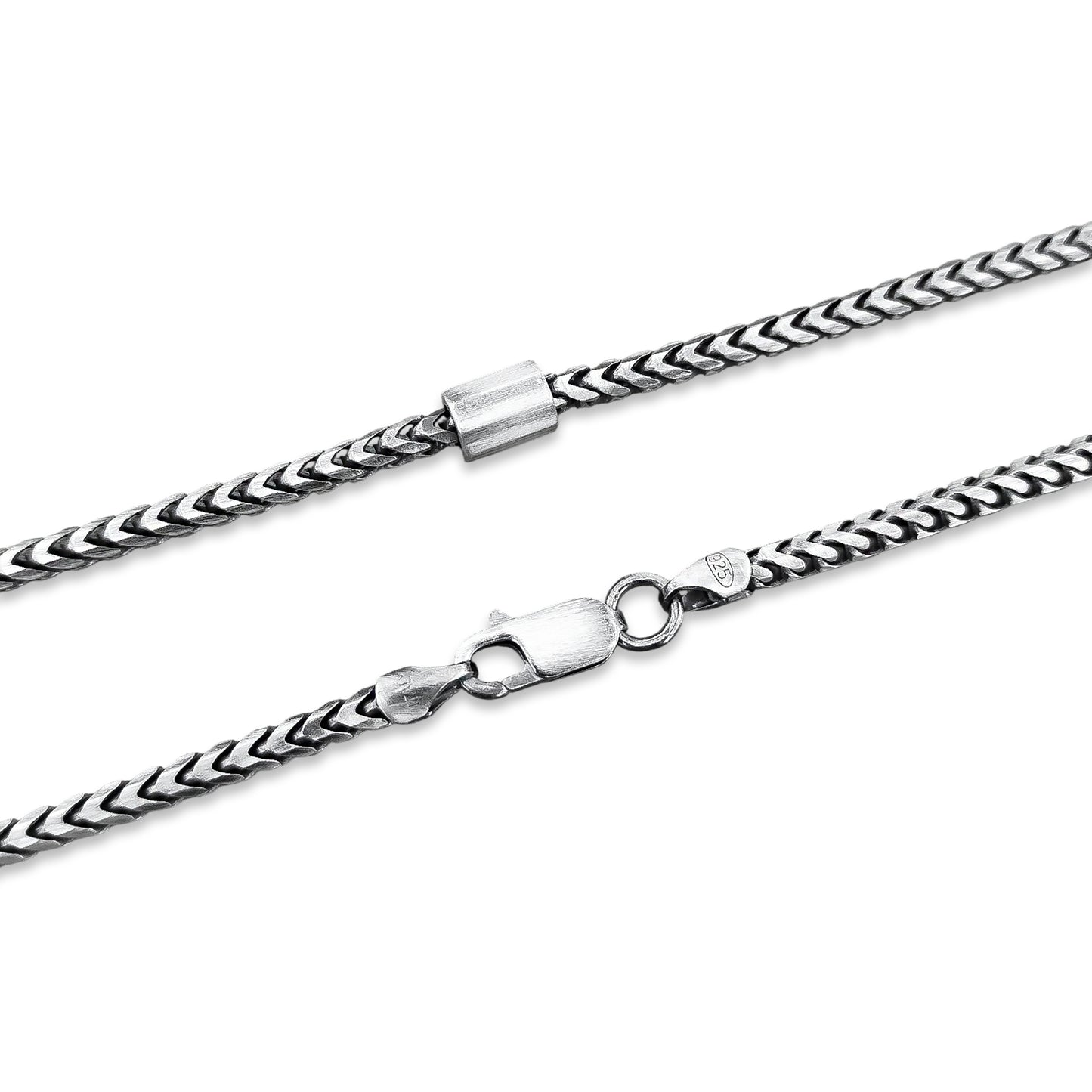 TMPCU011 Cadena Cubana 3D con Cilindro 3.2 mm x 60 cm en Plata Fina .925