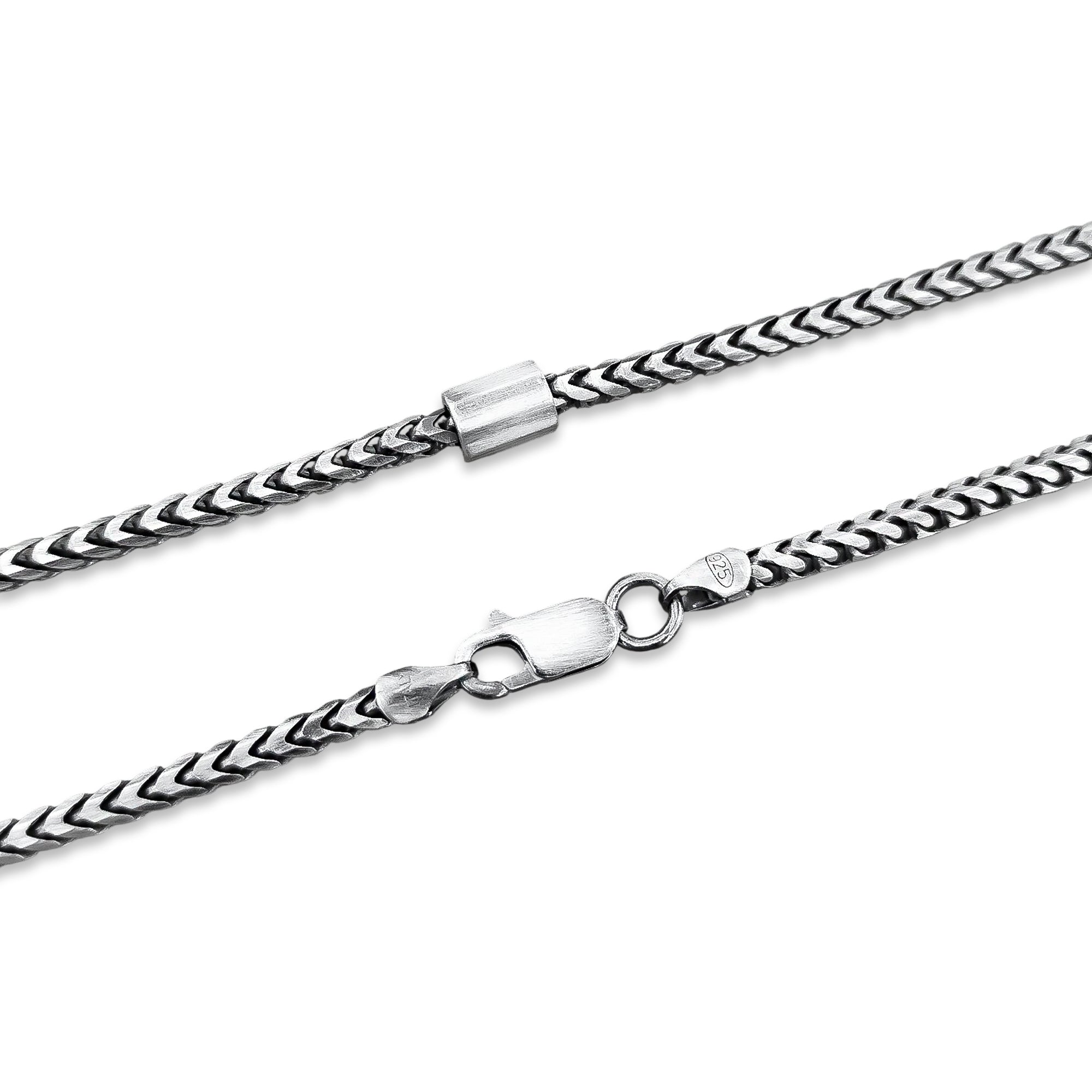 TMPCU011 Cadena Cubana 3D con Cilindro 3.2 mm x 60 cm en Plata Fina .925