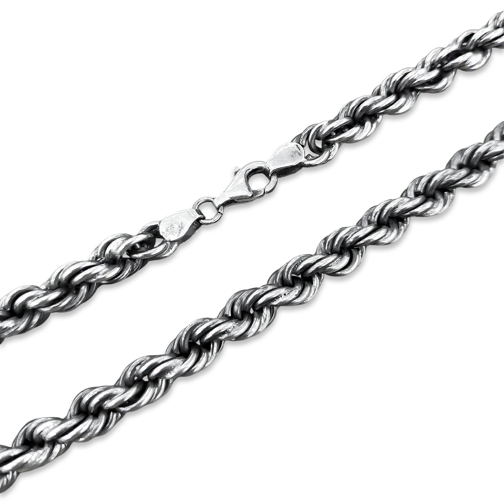 TMPCU002 Cadena Torsal Pavonada 7.5 mm x 55 cm en Plata Fina .925