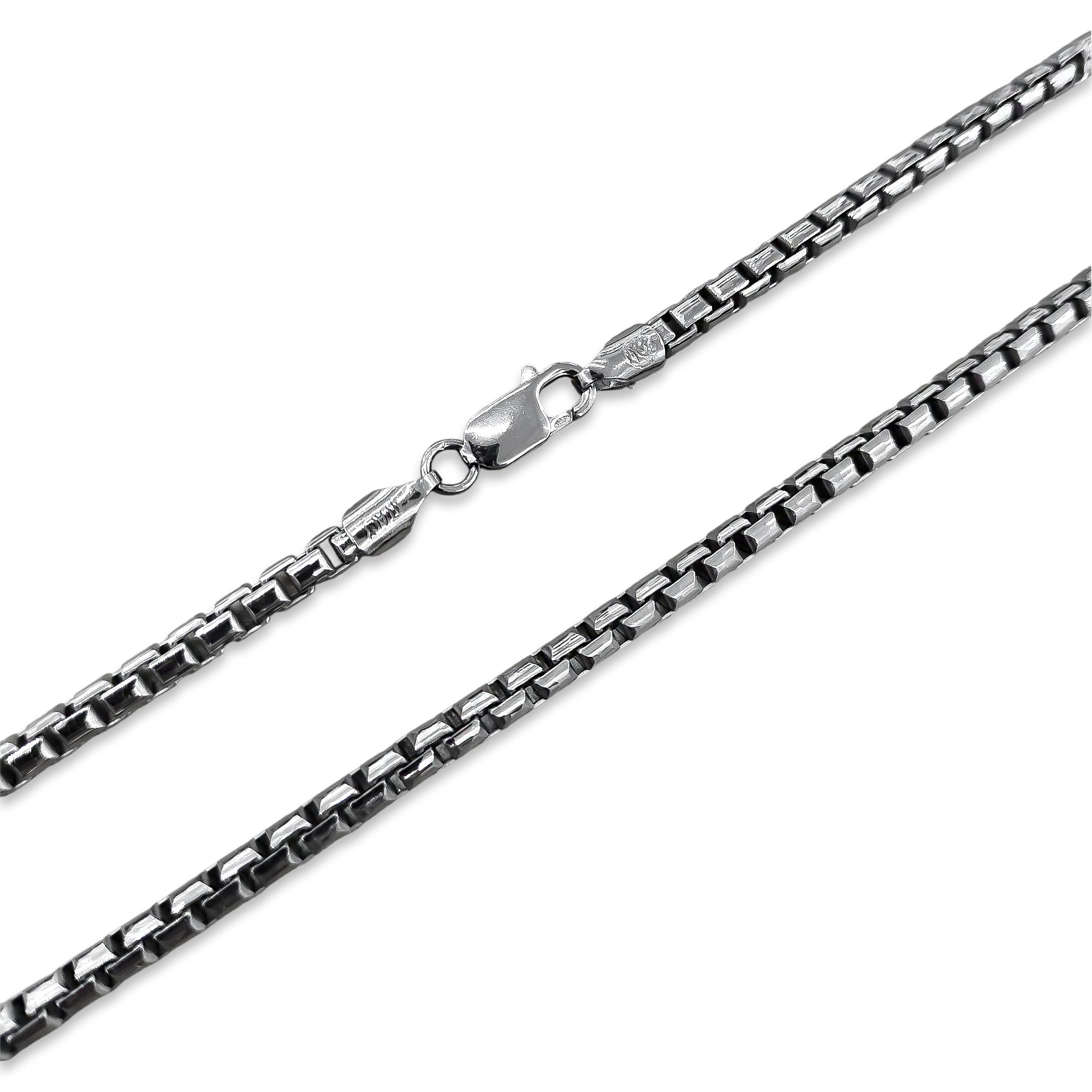 TMPCU003 Cadena Veneciana Pavonada 4 mm x 55 cm en Plata Fina .925