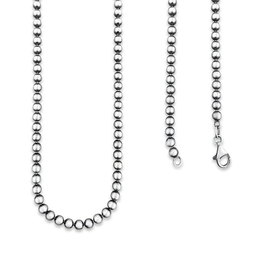 TMPCU006 Cadena Bolitas 4 mm x 60 cm en Plata Fina .925