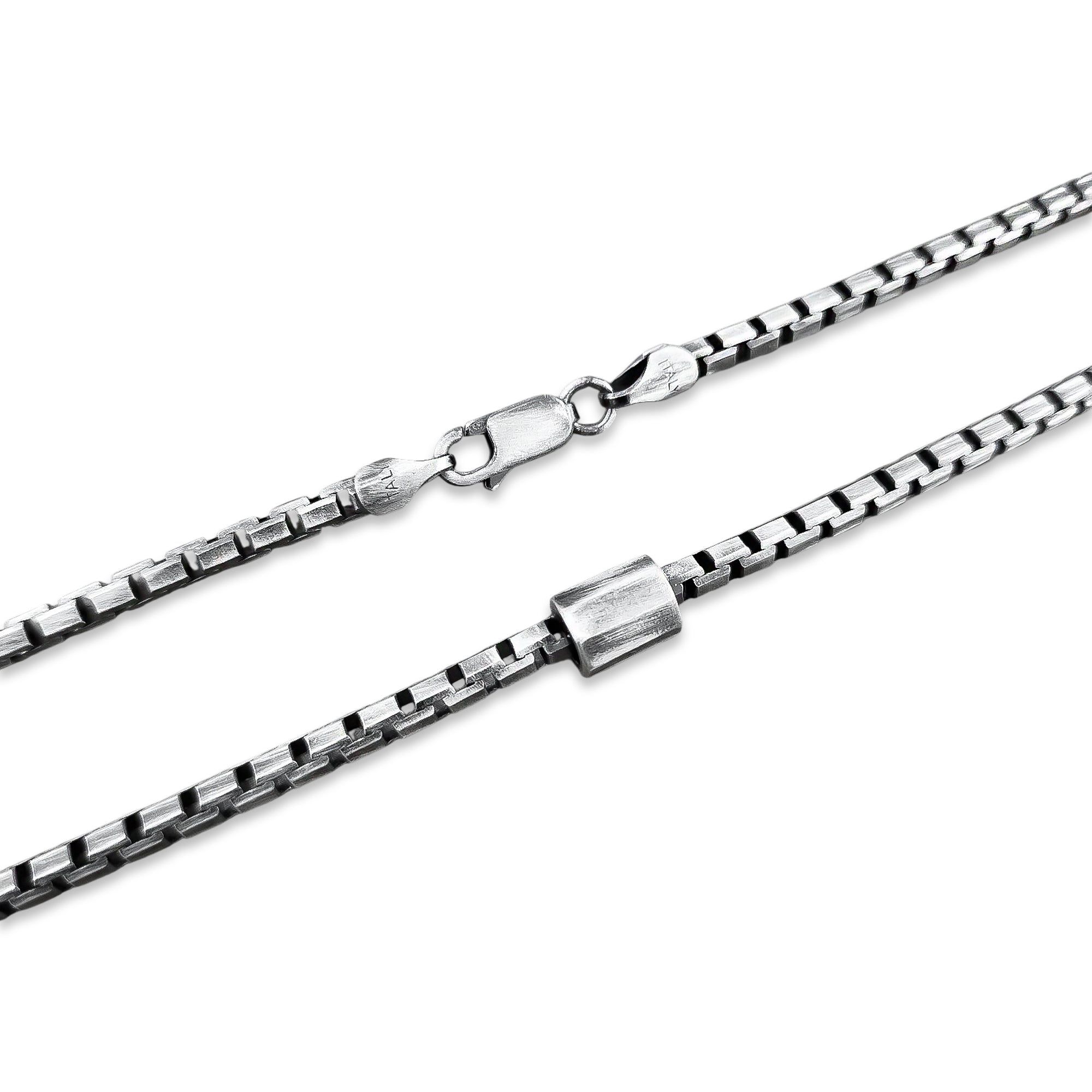 TMPCU007 Cadena Veneciana Pavonada con Cilindro 3 mm x 55 cm en Plata Fina .925