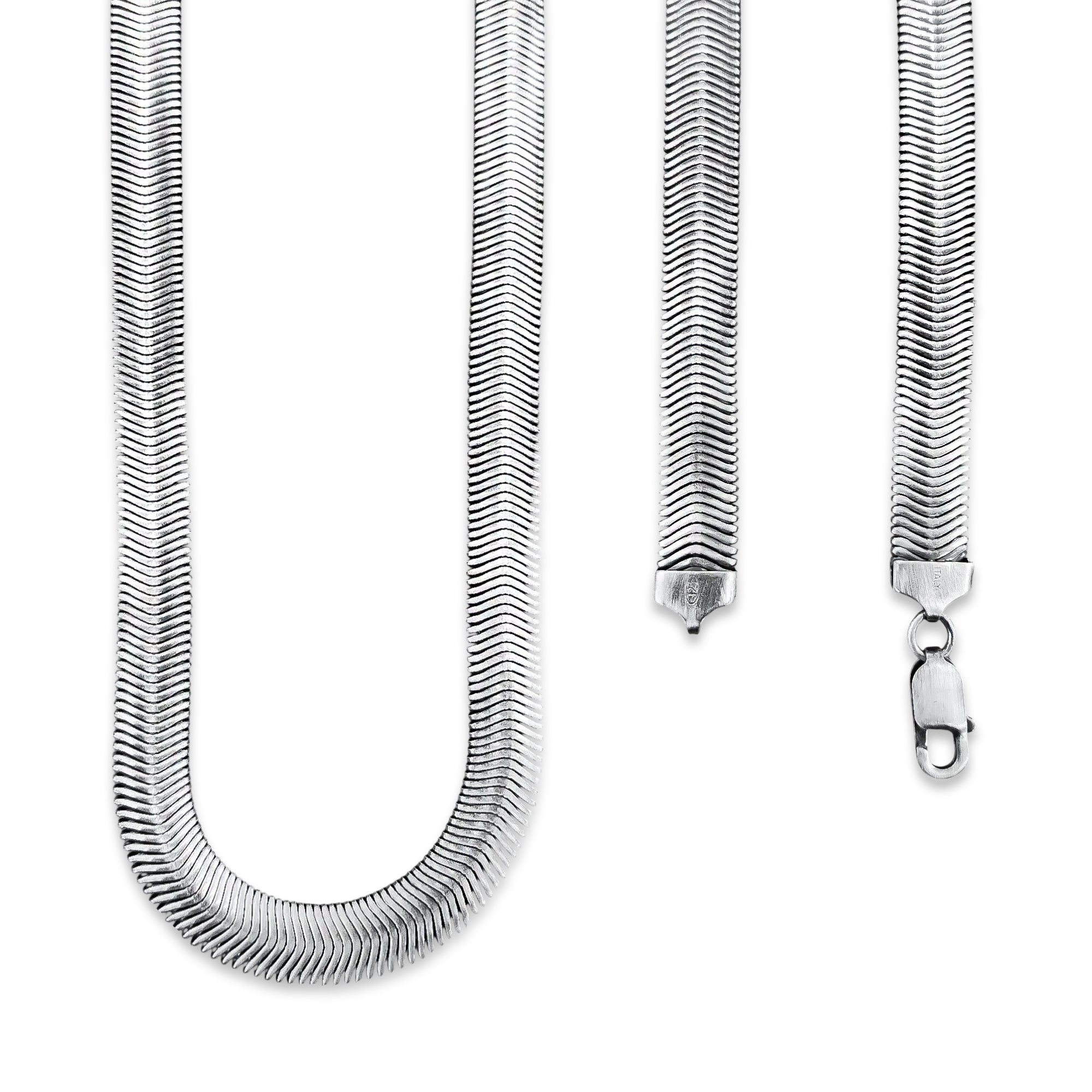 TMPCU009 Cadena Panza de Víbora Pavonada 1 cm x 50 cm en Plata Fina .925