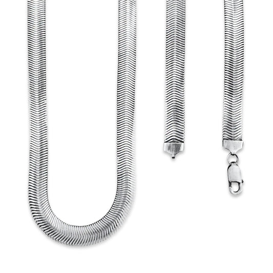 TMPCU009 Cadena Panza de Víbora Pavonada 1 cm x 50 cm en Plata Fina .925