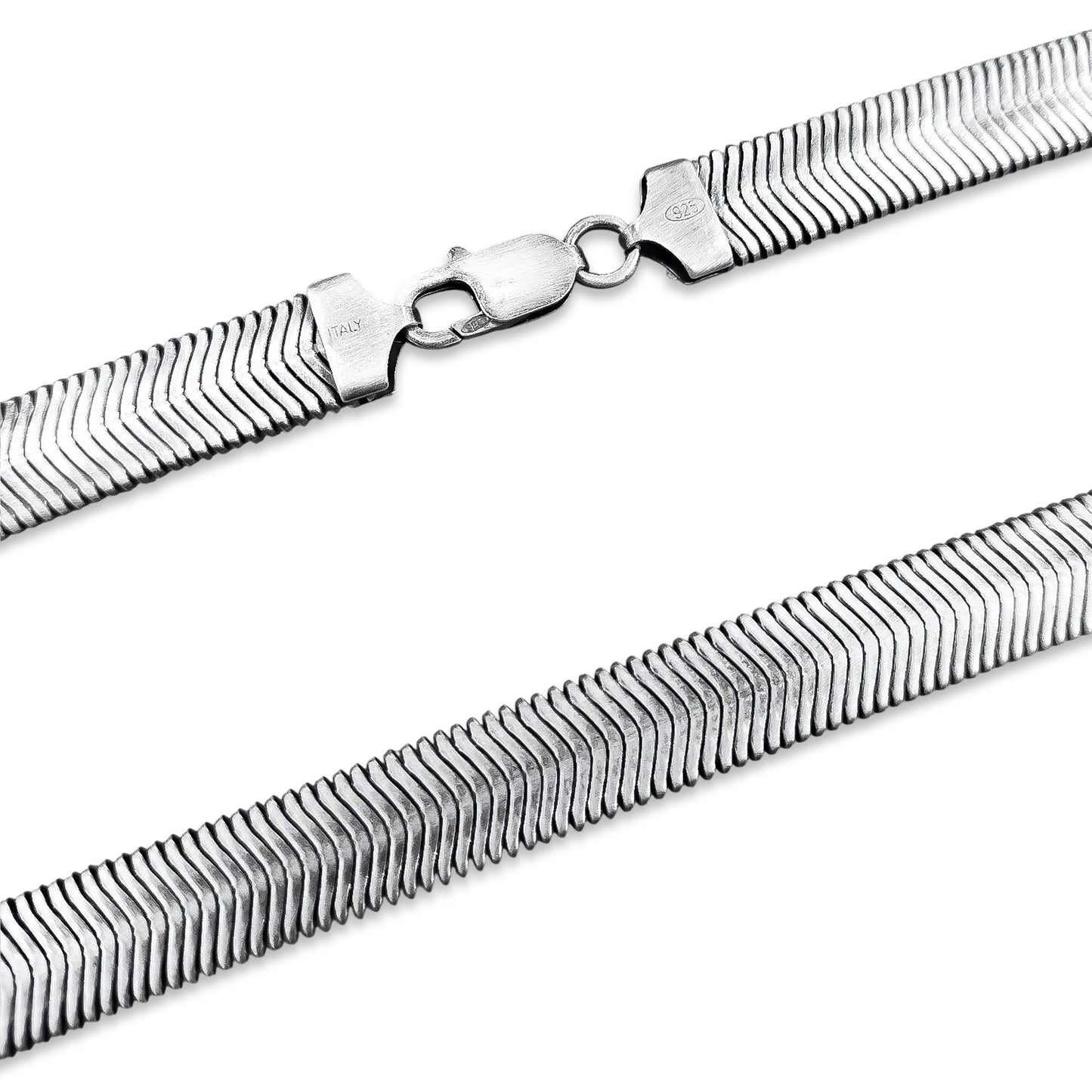 TMPCU009 Cadena Panza de Víbora Pavonada 1 cm x 50 cm en Plata Fina .925