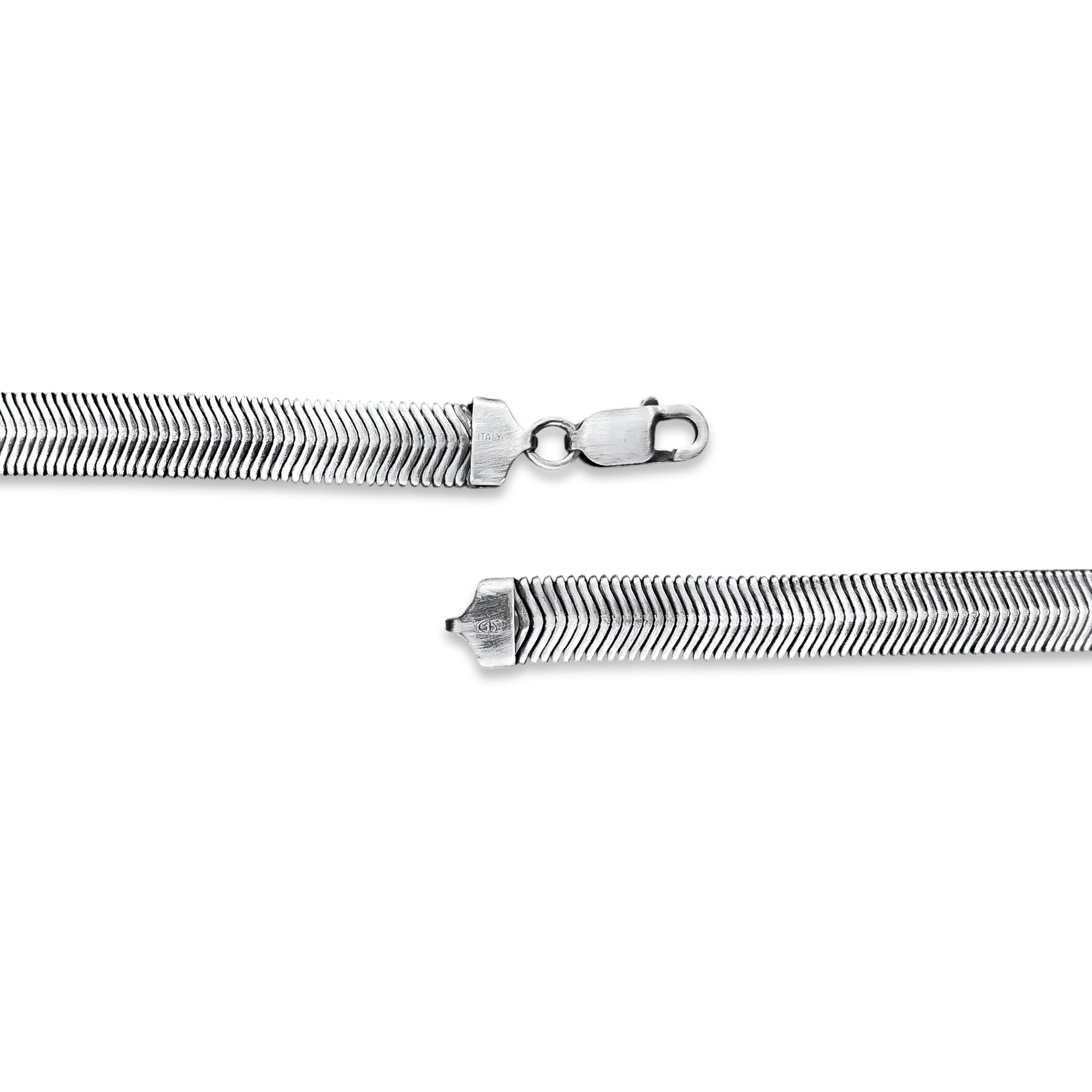 TMPCU009 Cadena Panza de Víbora Pavonada 1 cm x 50 cm en Plata Fina .925