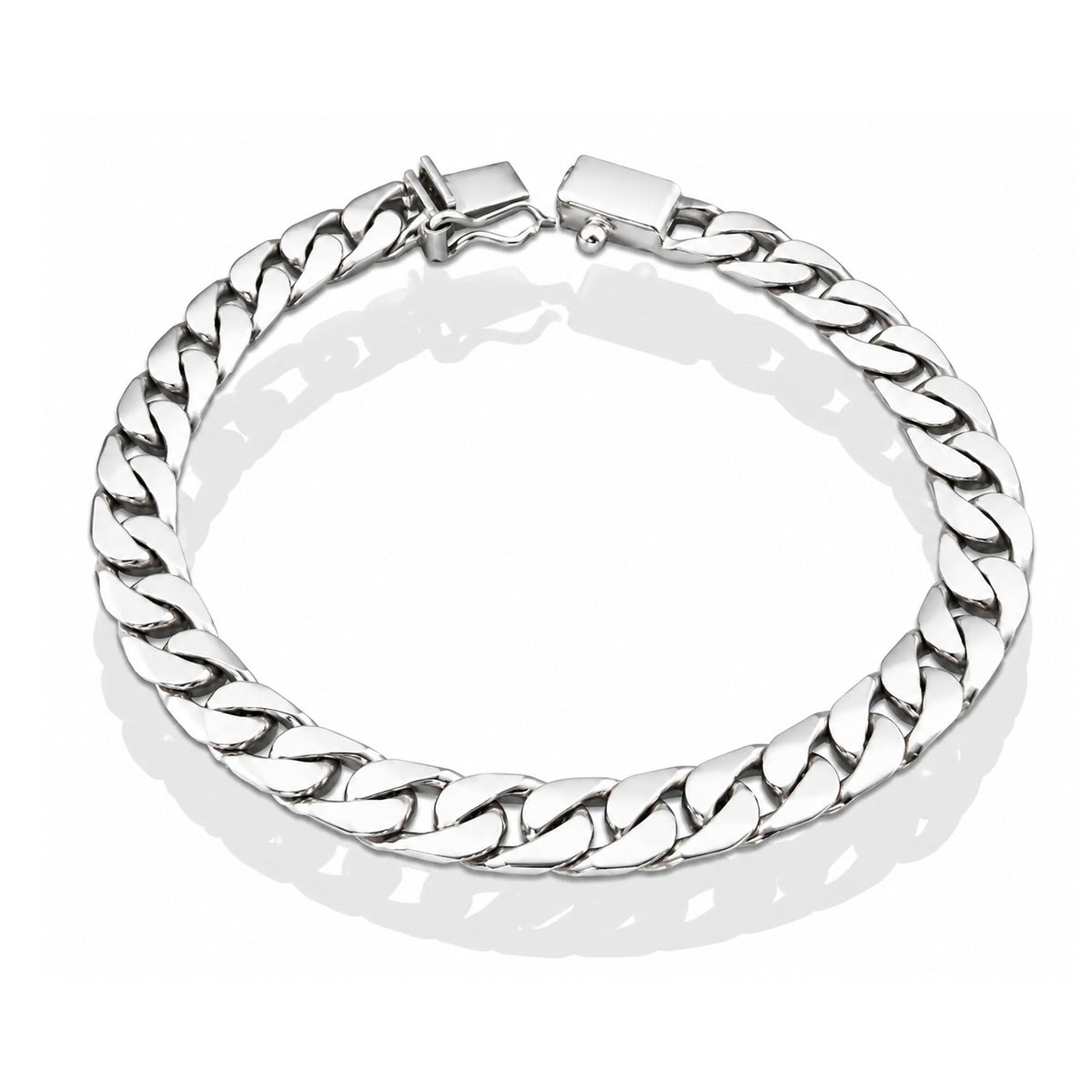 LPPC020-23 Pulsera Mod Cubana 7 mm x 23 cm en Plata Ley .925