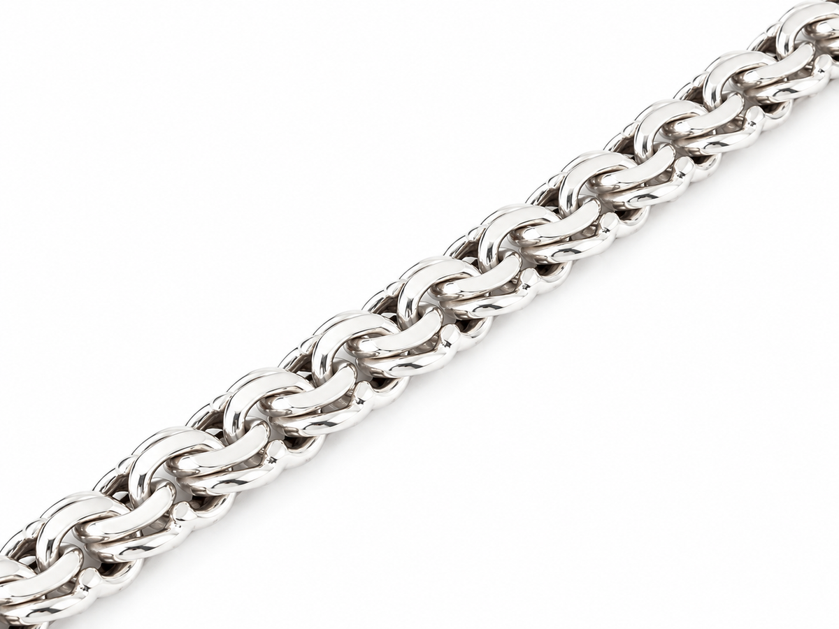 LPPC015 Pulsera Tejido Chino 8.2 mm x 22 cm en Plata Ley .925