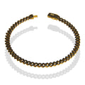 DG14PC001 Pulsera Para Caballero Oro Sólido 14K Mónaco Chain Mod Hexágono Zirc Negras 5 mm x 21 cm
