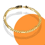 DG14PC002 Pulsera Para Caballero Oro Sólido 14K Mónaco Chain Mod Fígaro Lisa 5 mm x 21 cm