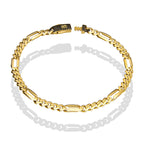 DG14PC002 Pulsera Para Caballero Oro Sólido 14K Mónaco Chain Mod Fígaro Lisa 5 mm x 21 cm