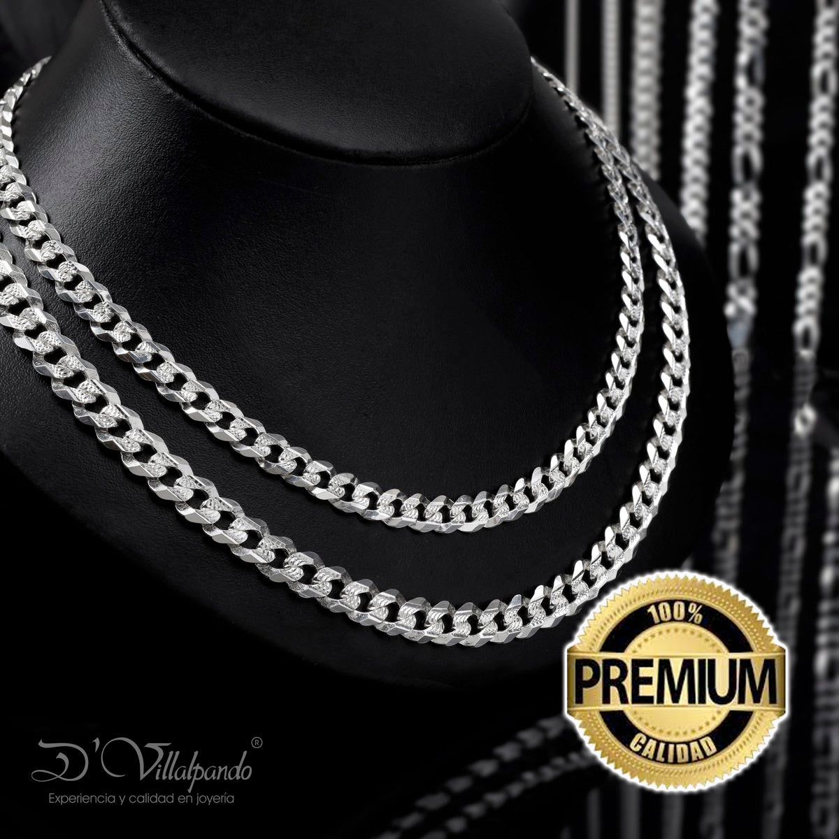 LPCU043-55 Cadena Cola de Rata Diamant Premium 2.4 mm x 55 cm Plata .925 2388255420