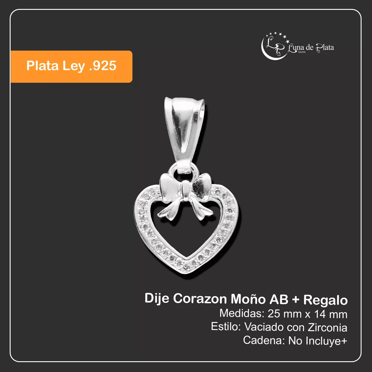 LPDJ099 Dije Corazón Moño AB + Regalo Plata .925 Taxco Gro 1385635994