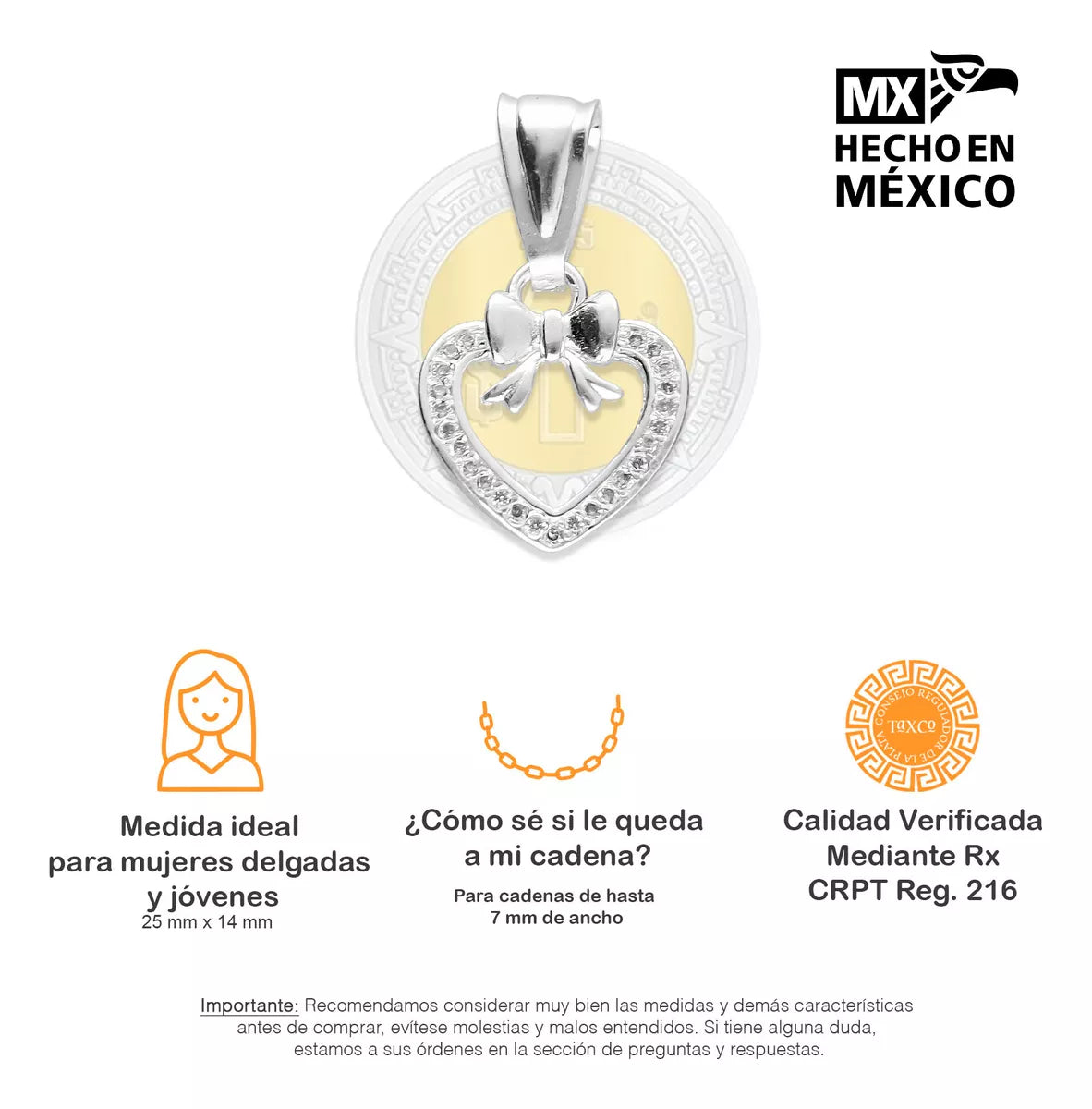 LPDJ099 Dije Corazón Moño AB + Regalo Plata .925 Taxco Gro 1385635994