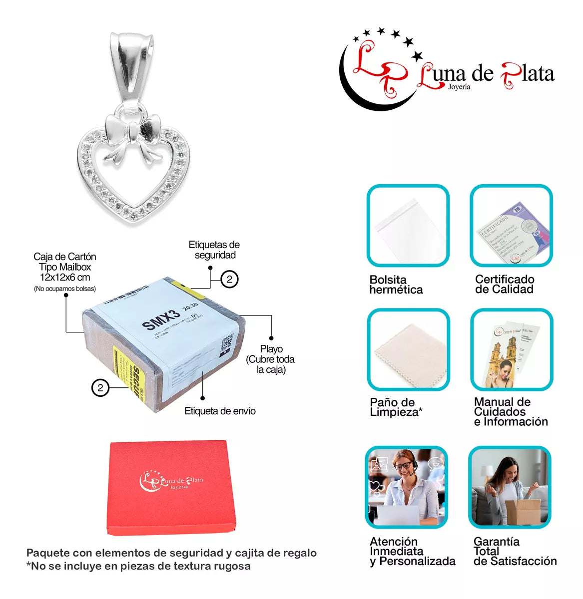 LPDJ099 Dije Corazón Moño AB + Regalo Plata .925 Taxco Gro 1385635994