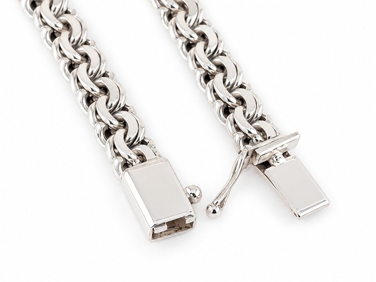 LPPC116-21P Pulsera Personalizada Tejido Chino 8.2 mm x 21 cm en Plata Ley .925