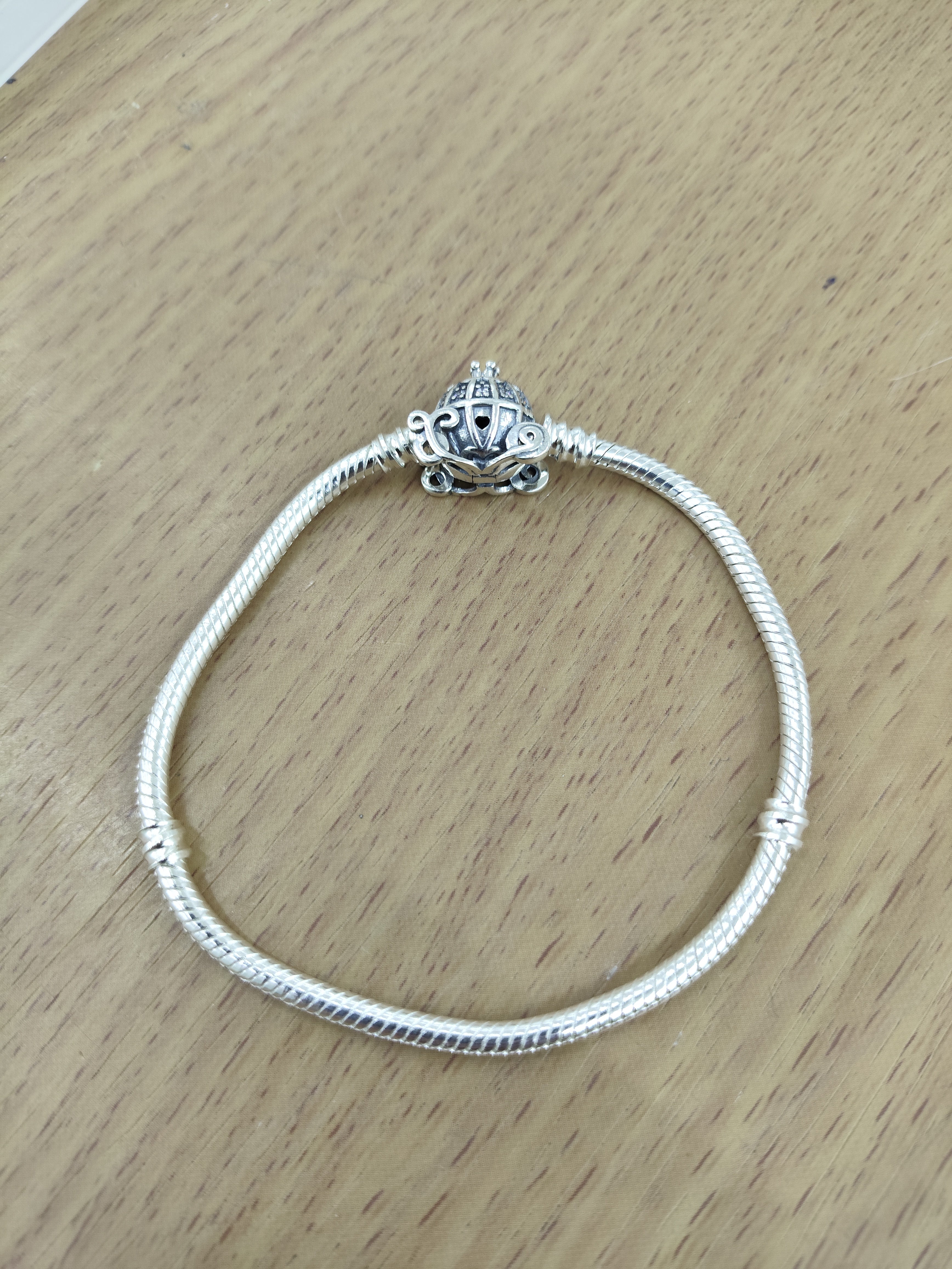 TMPPD003-19 Pulsera Dama Pand Carruaje Cenicienta 19 cm en Plata Fina .925