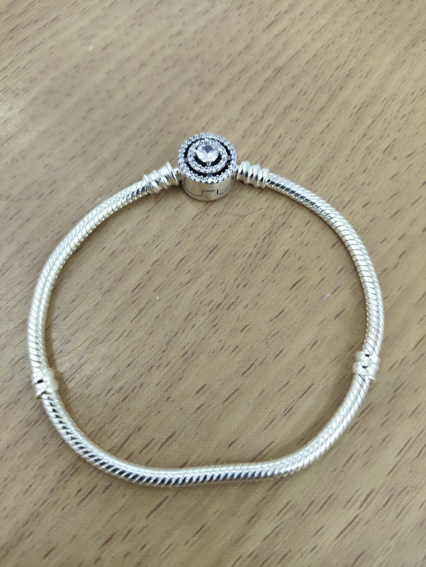 TMPPD008-19 Pulsera Dama Pand 3 Círculos con Zirconia 19 cm en Plata Fina .925