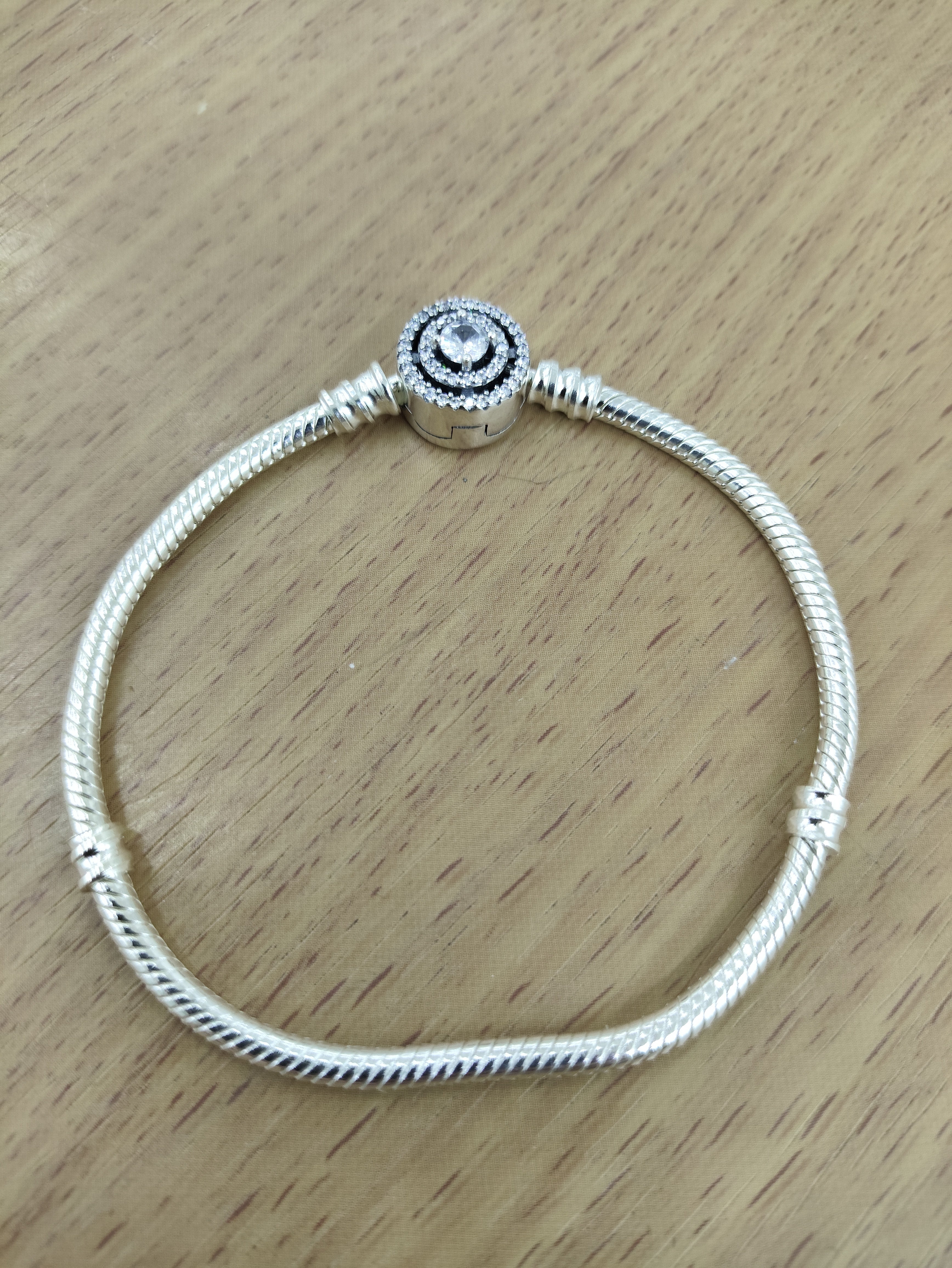 TMPPD008-18 Pulsera Dama Pand 3 Círculos con Zirconia 18 cm en Plata Fina .925