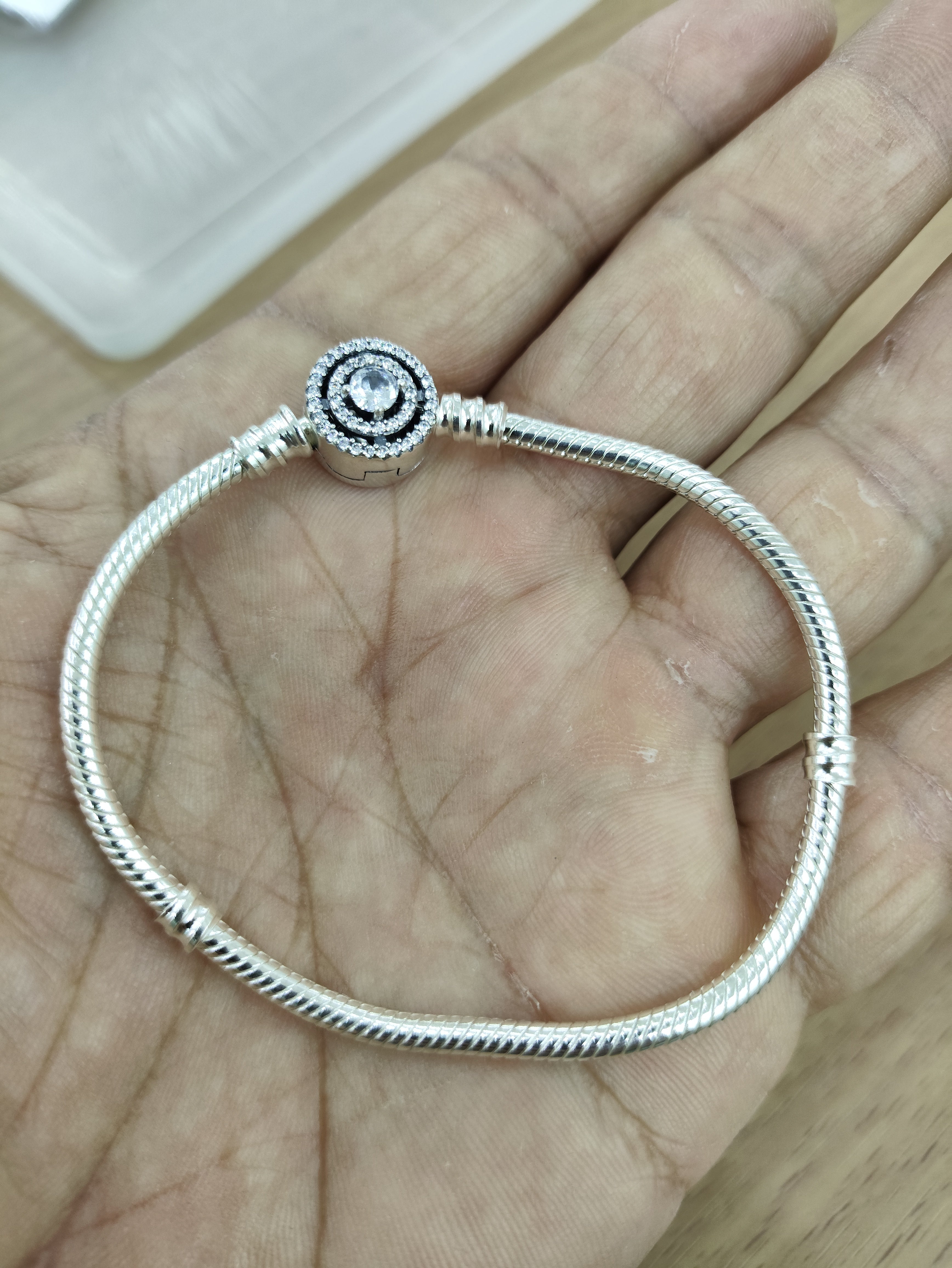 TMPPD008-19 Pulsera Dama Pand 3 Círculos con Zirconia 19 cm en Plata Fina .925