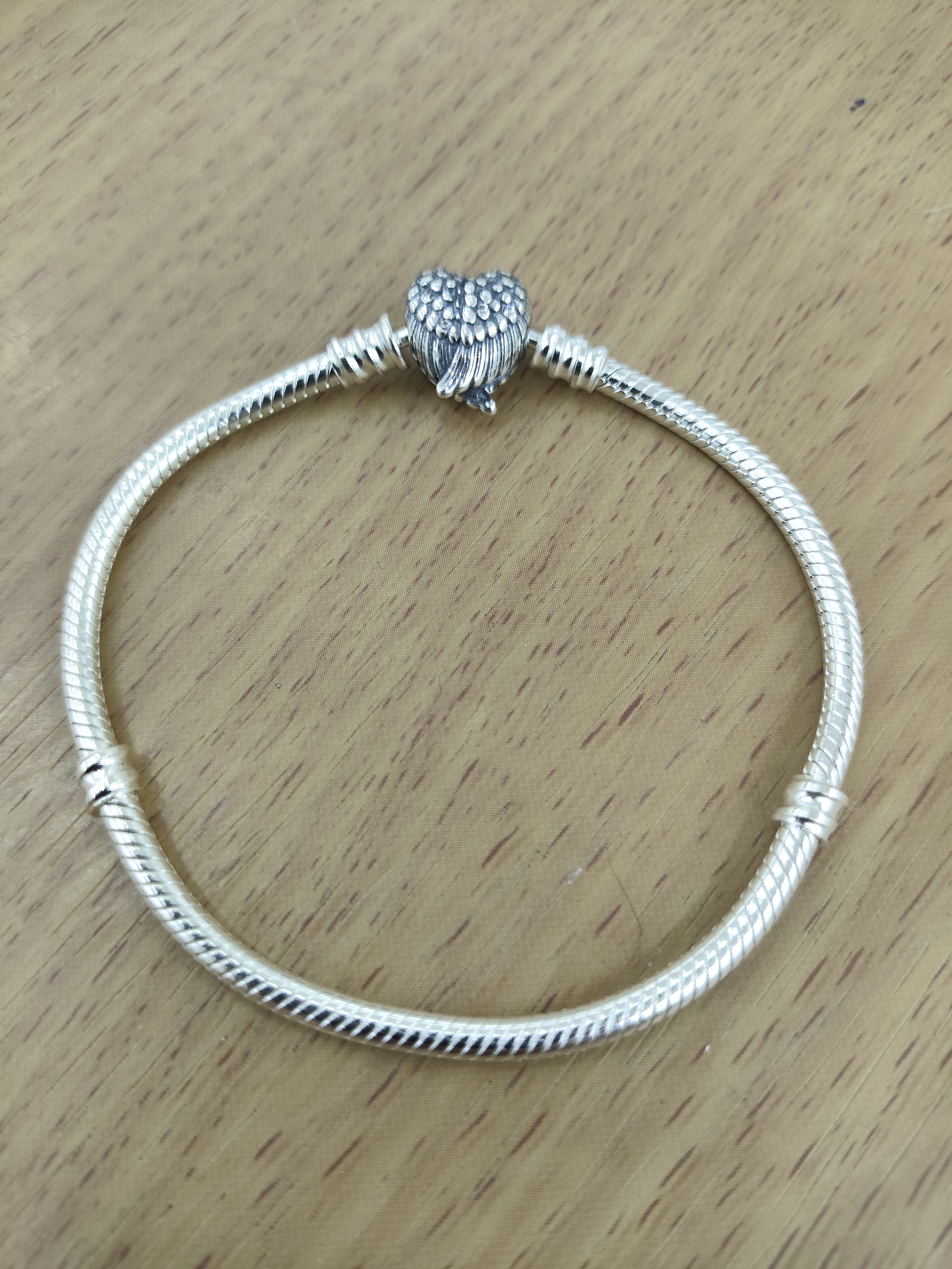 TMPPD009-17 Pulsera Dama Pand Corazón con Alas 17 cm en Plata Fina .925