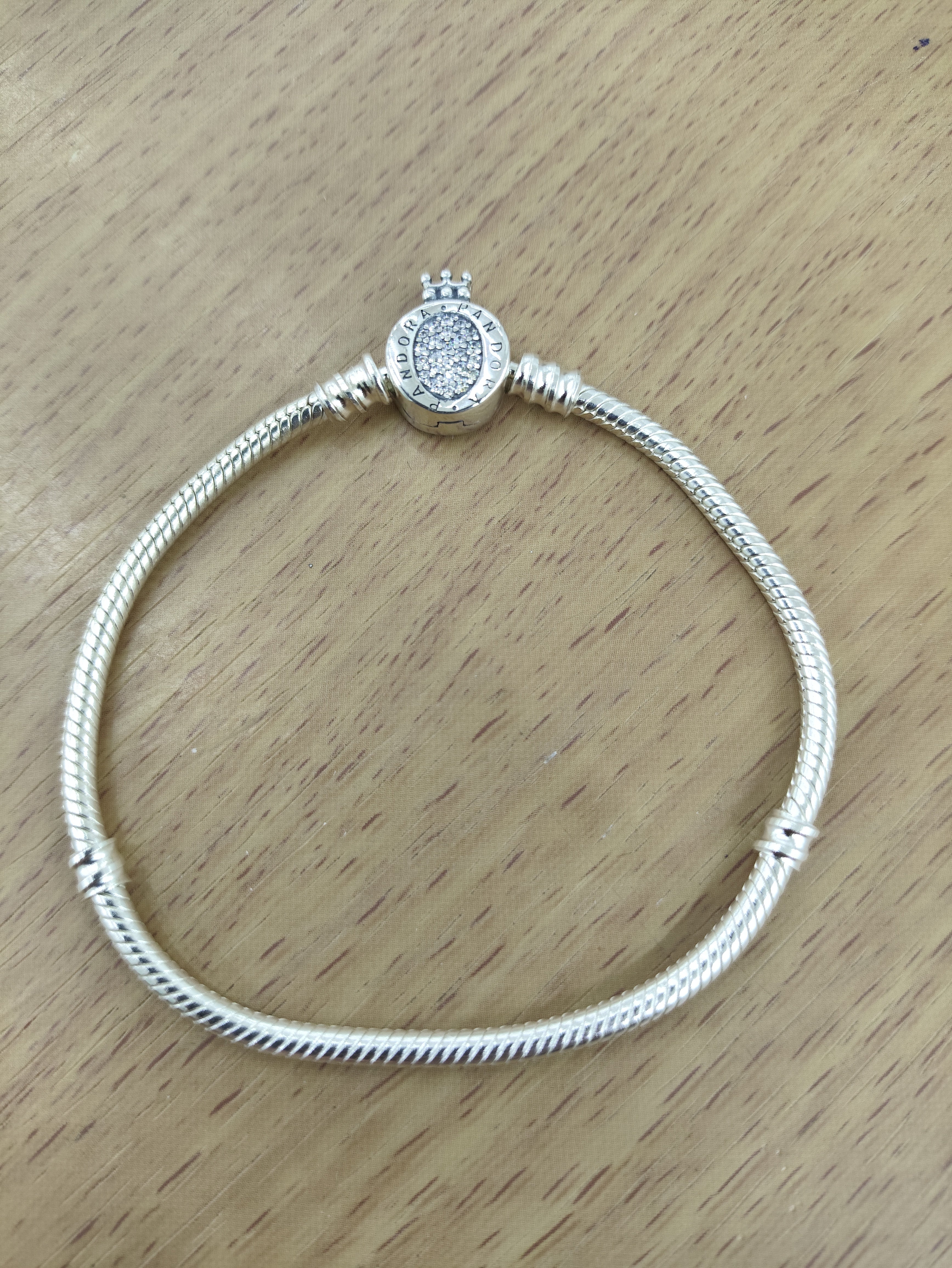 TMPPD012-17 Pulsera Dama Pand Óvalo Centro Zirconias Corona 17 cm en Plata Fina .925