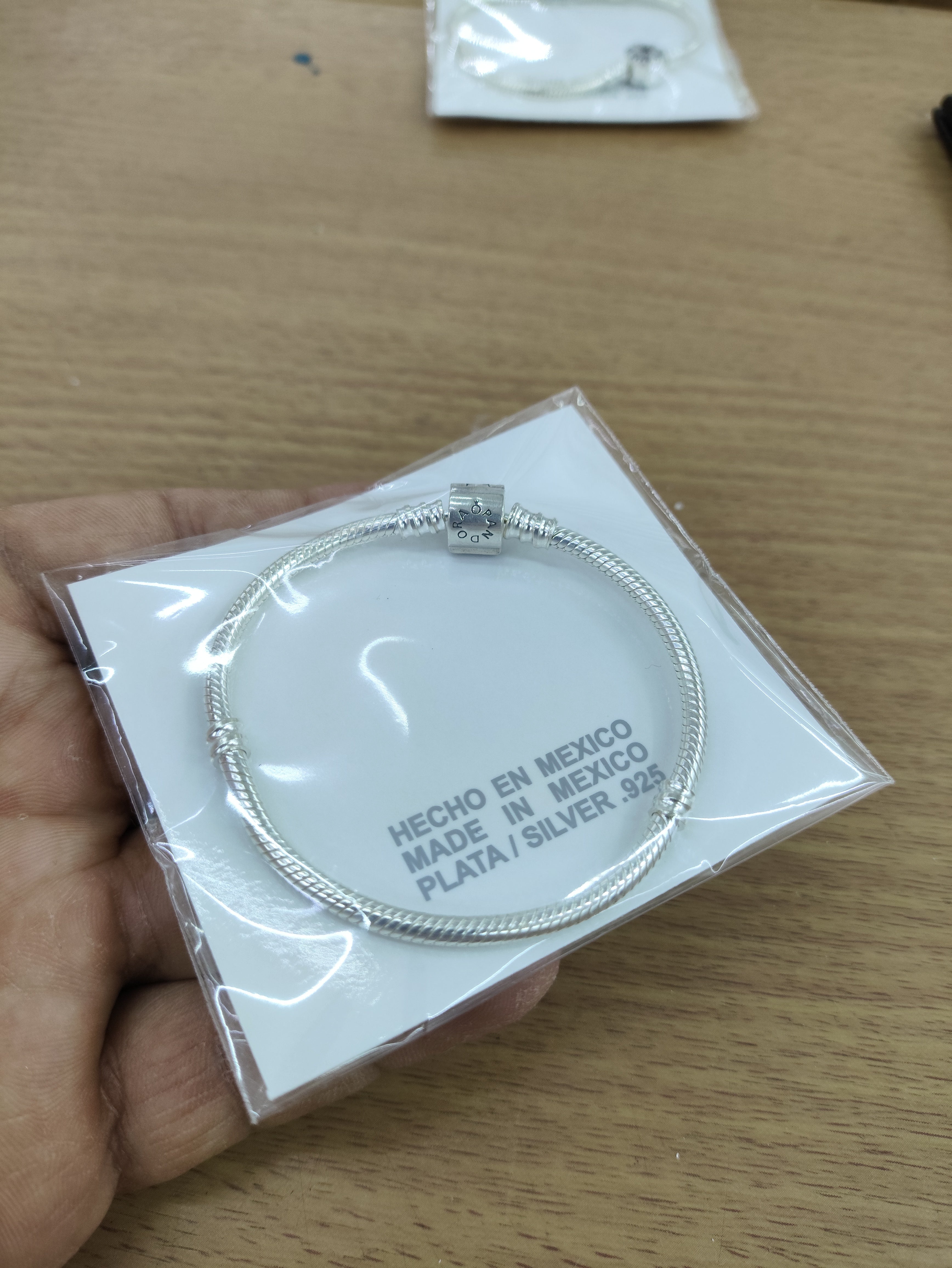 TMPPD019-17 Pulsera Dama Pand Cilindro Liso 17 cm en Plata Fina .925